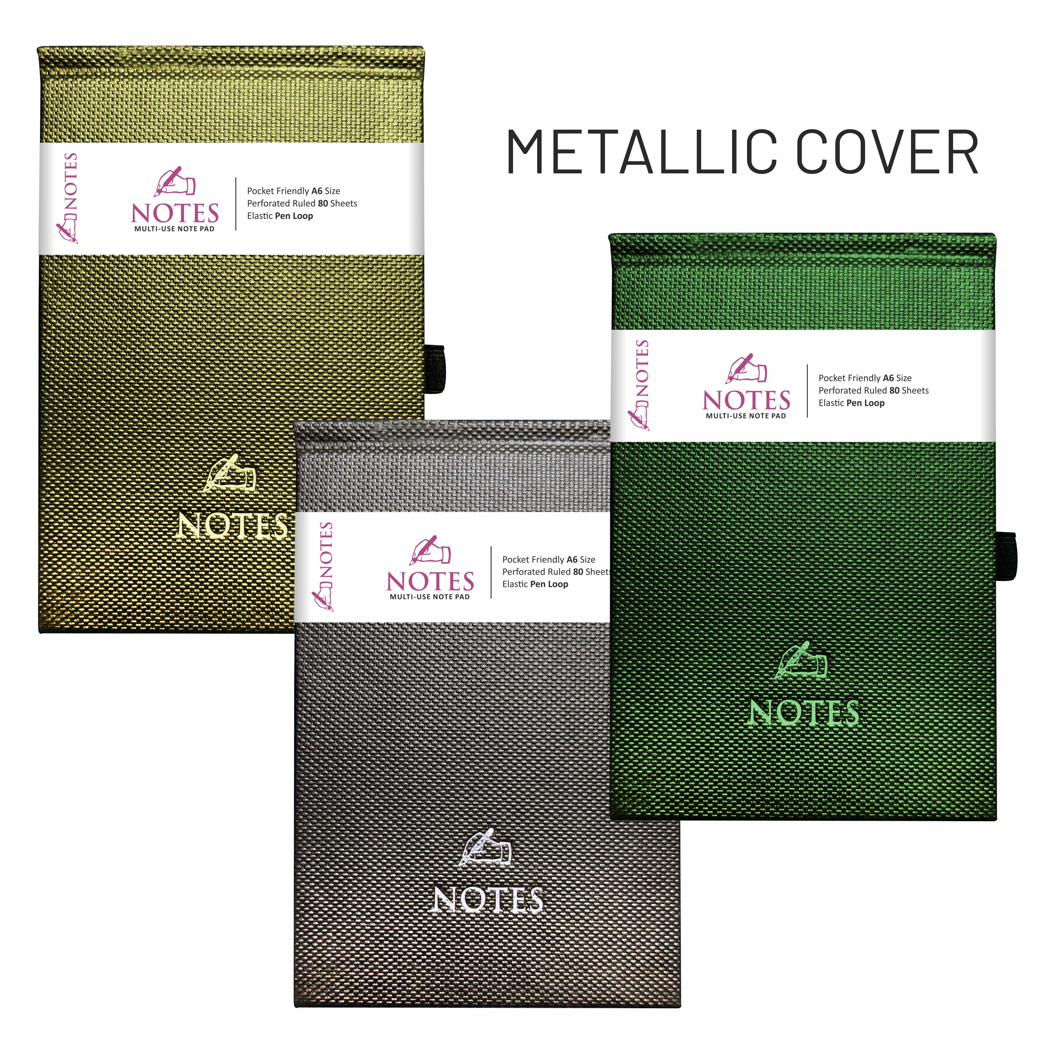 Anupam Note Pad-A6- Hardbound-Pocket Friendly Notebook with Bookmark and Elastic Pen Loop -160 Pages - 80gsm Natural Shade Paper