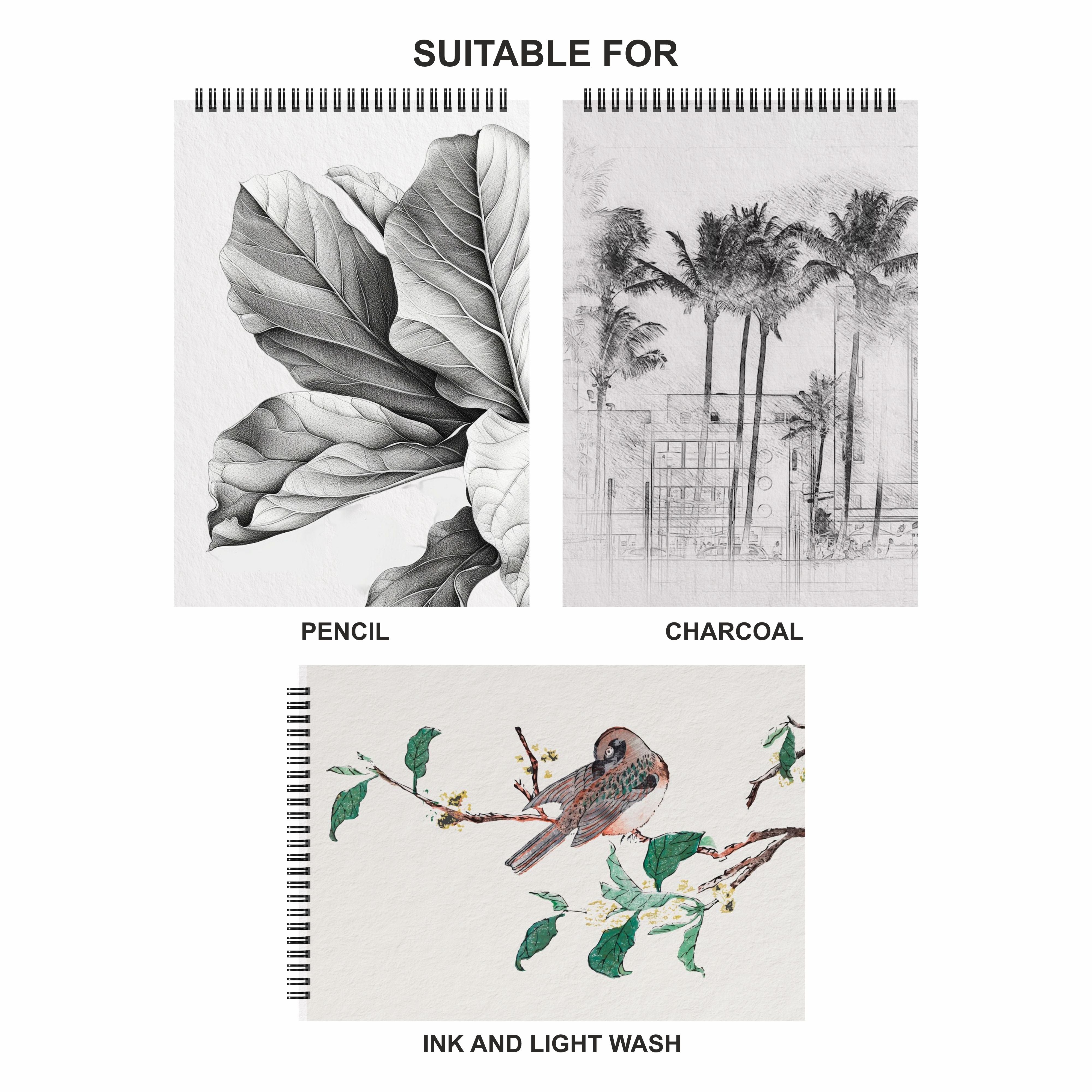 Anupam Pro Sketcher Drawing Book with Butter Paper Pages Spiral-Bound Sketchpad 140 GSM for Artists, Kids & Professionals (32 Sheets, 64 Pages)