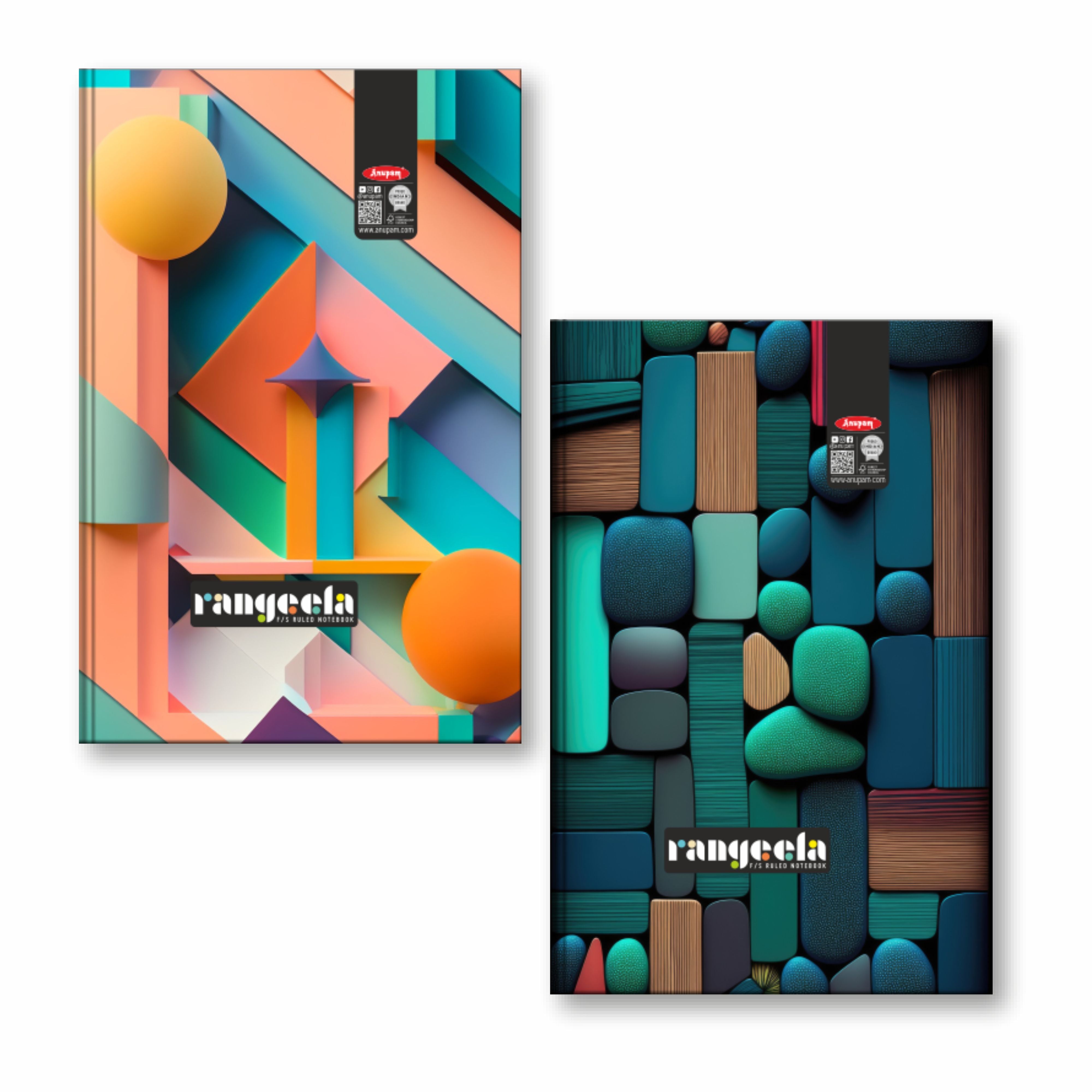 Anupam Rangeela Notebook-Hard cover Long Book-Single Line - 80 GSM Paper For Students-Shops-Office