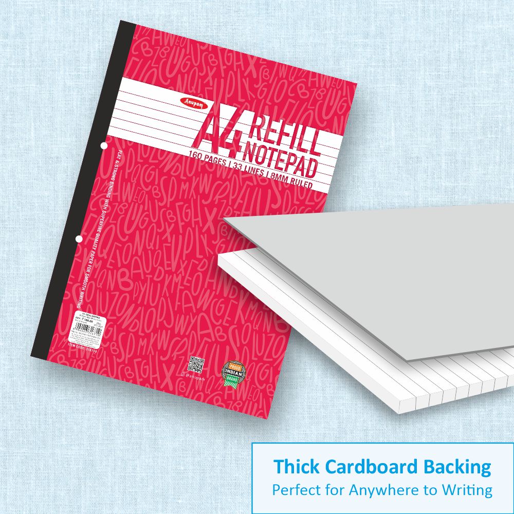 Refill Paper Notes Anupam Refill Writing Notepad A4 Lined Paper-Wide Ruled-80 Sheets-Note