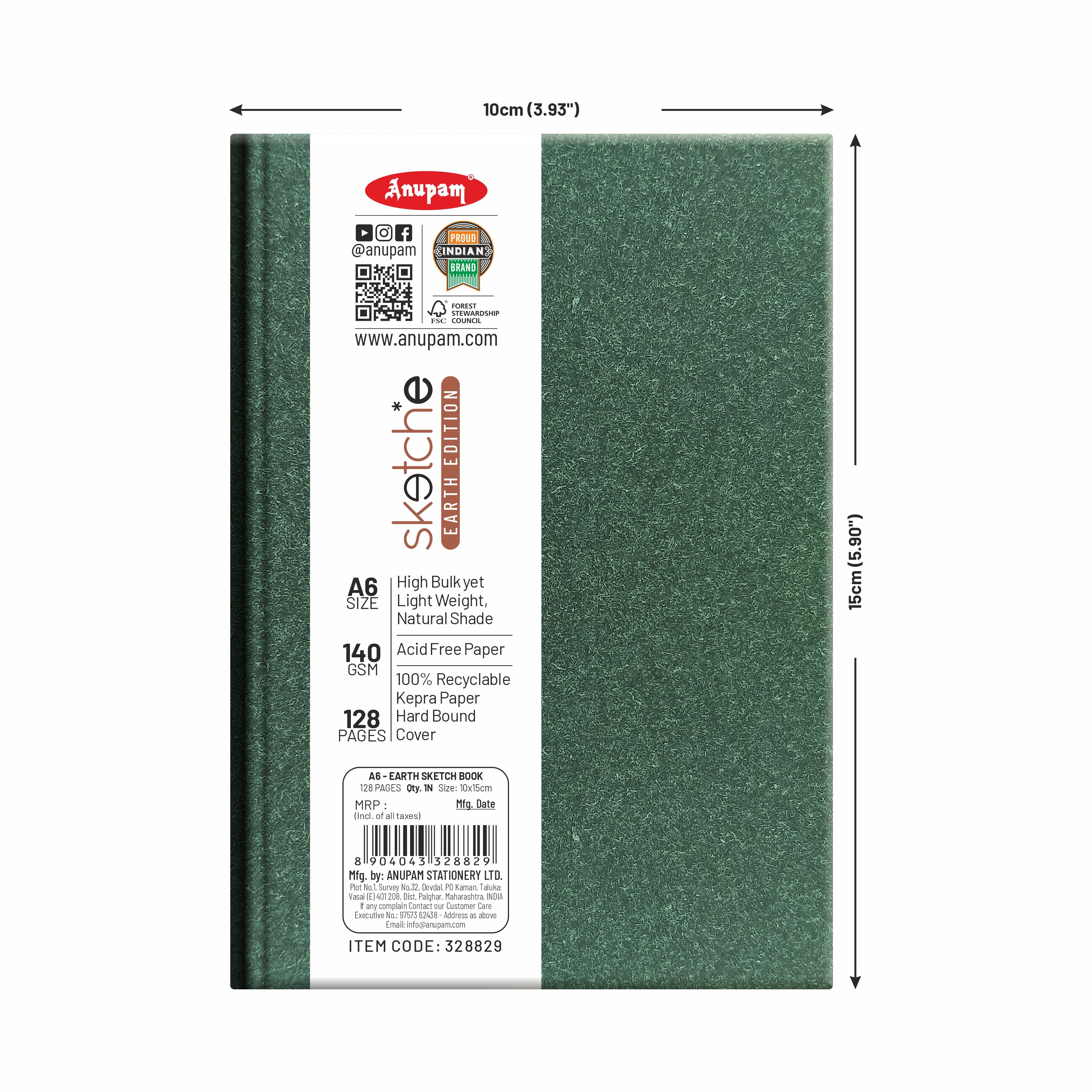 Anupam Earth Sketch-E Drawing Book-Cartridge Paper-100% Recycled Hardbound Book-140GSM