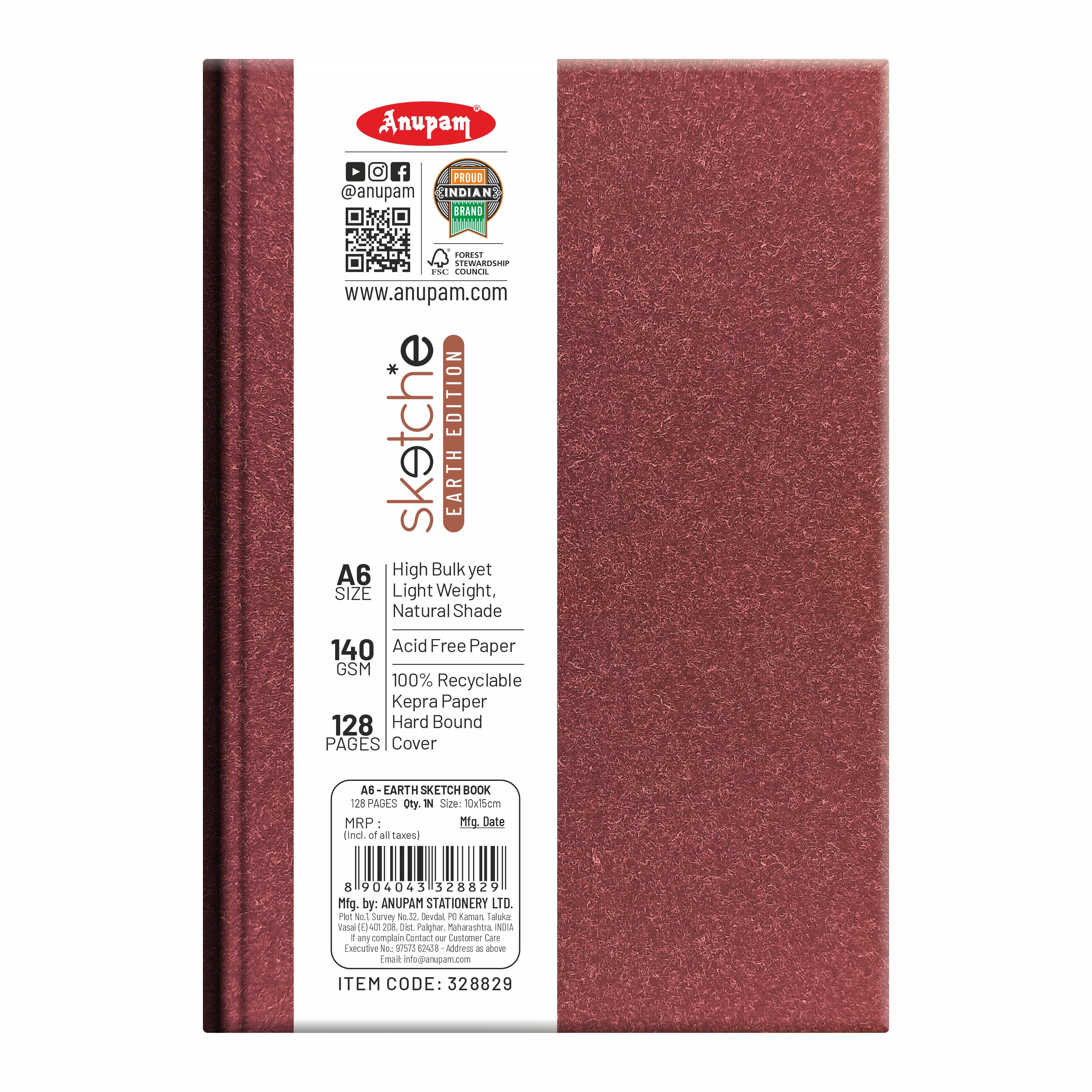 Anupam Earth Sketch-E Drawing Book-Cartridge Paper-100% Recycled Hardbound Book-140GSM