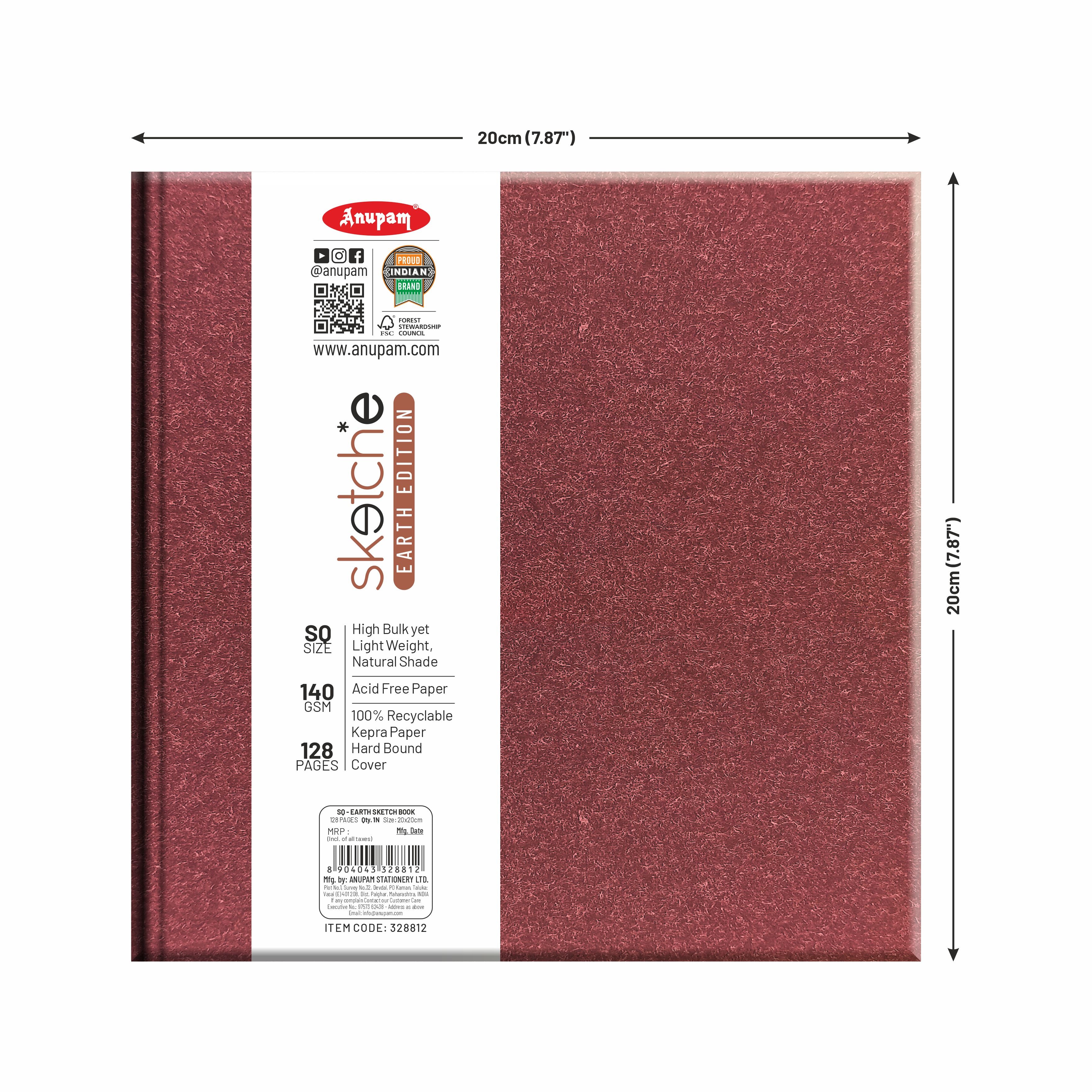 Anupam Earth Sketch-E Drawing Book-Cartridge Paper-100% Recycled Hardbound Book-140GSM