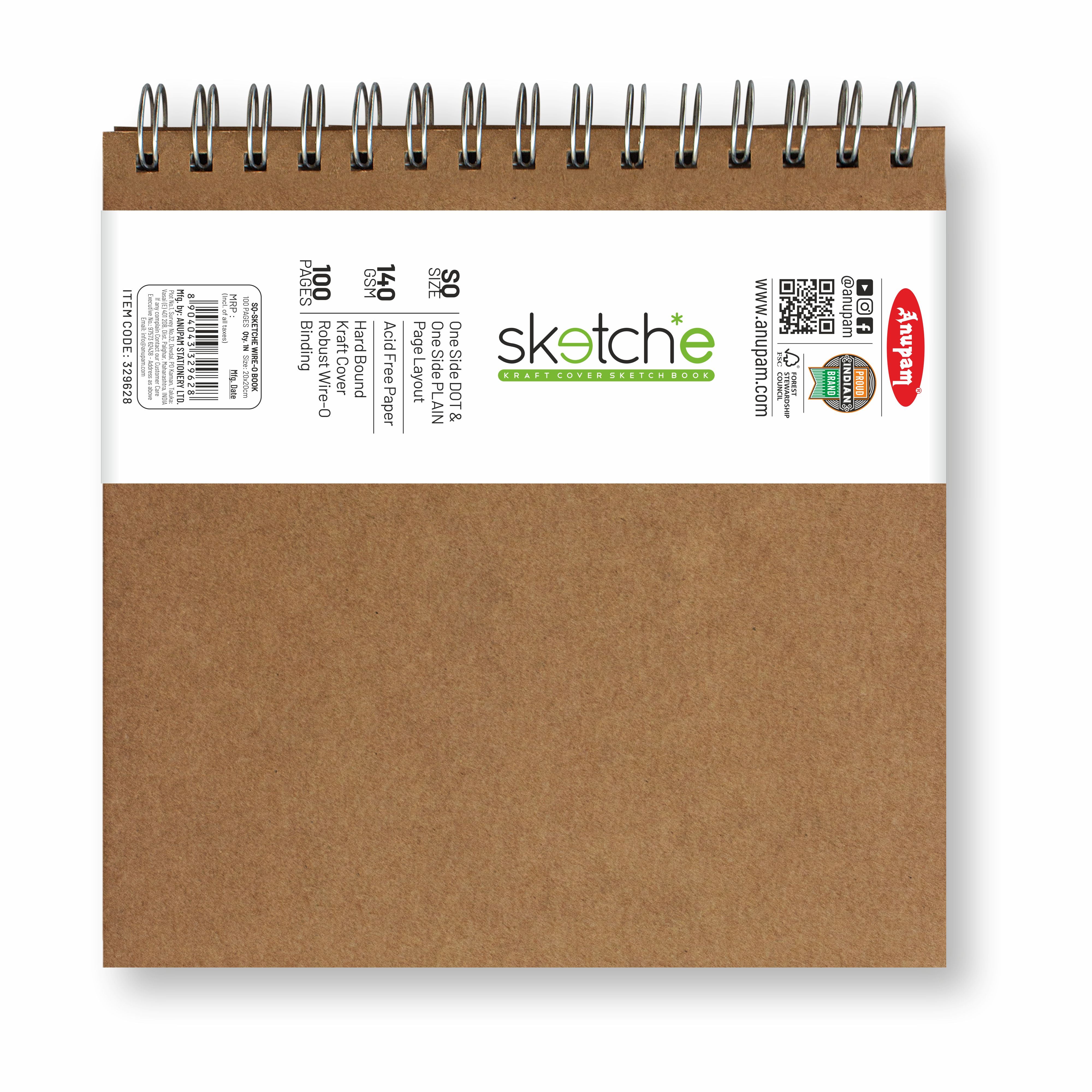 Anupam Sketch-E WireO Sketch Book-Cartridge Paper-140GSM