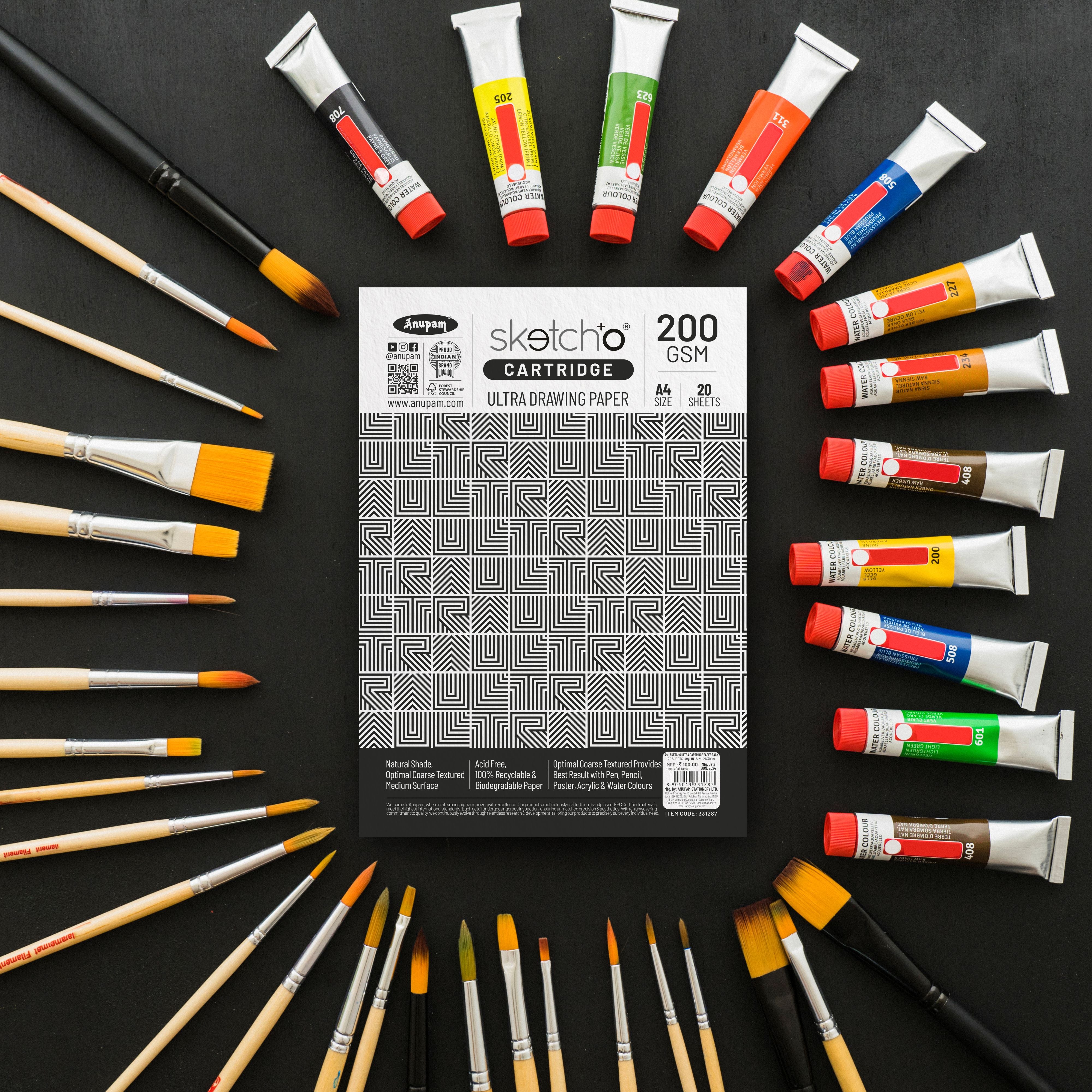 Anupam Sketch-O Ultra Drawing Cartridge Paper Pack - 200 GSM (Pack of 2)