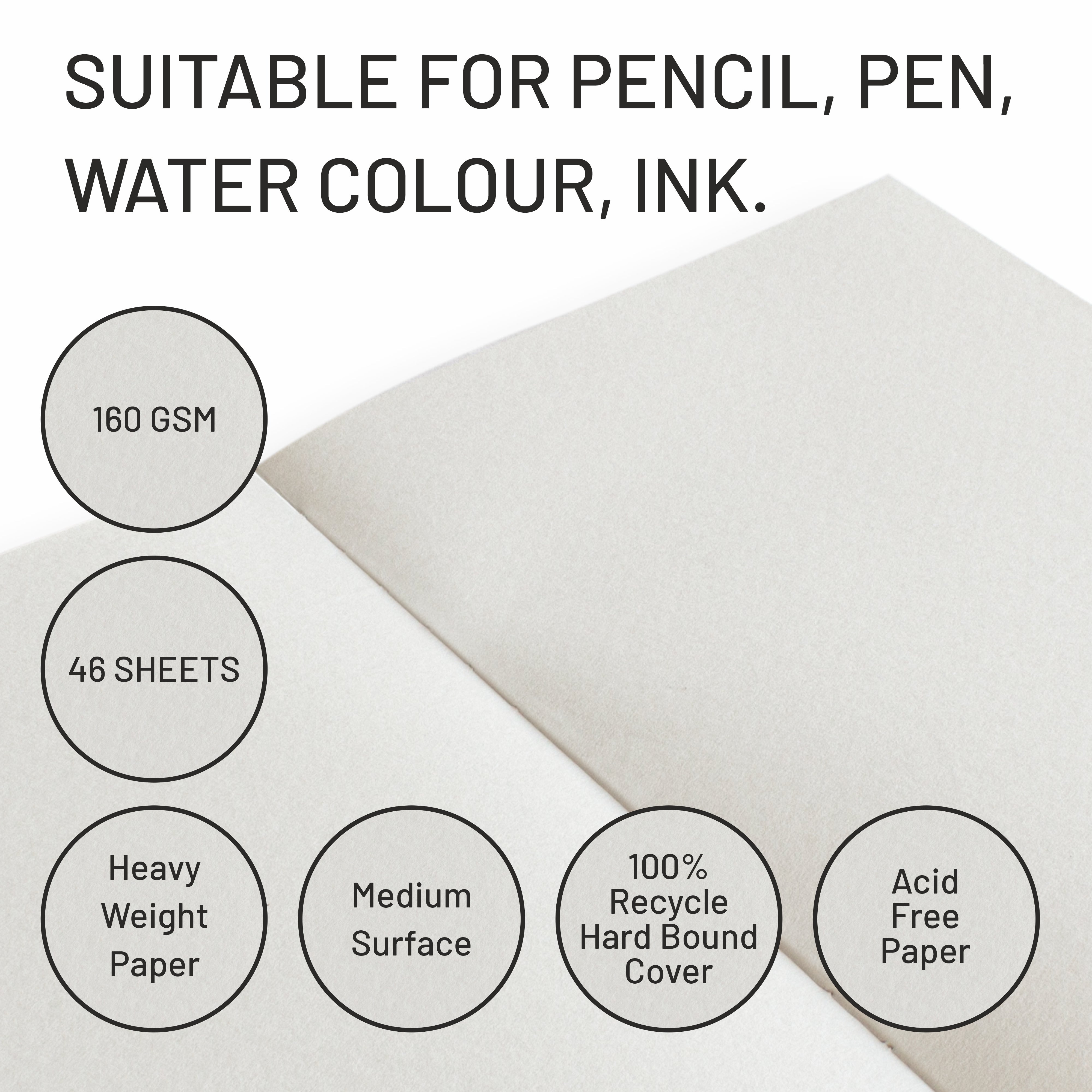 Anupam Sketcho Sota Drawing Book 100% Recycled Hardbound Cove Book - 160 GSM Acid Free 46 Sheets / 92 Pages