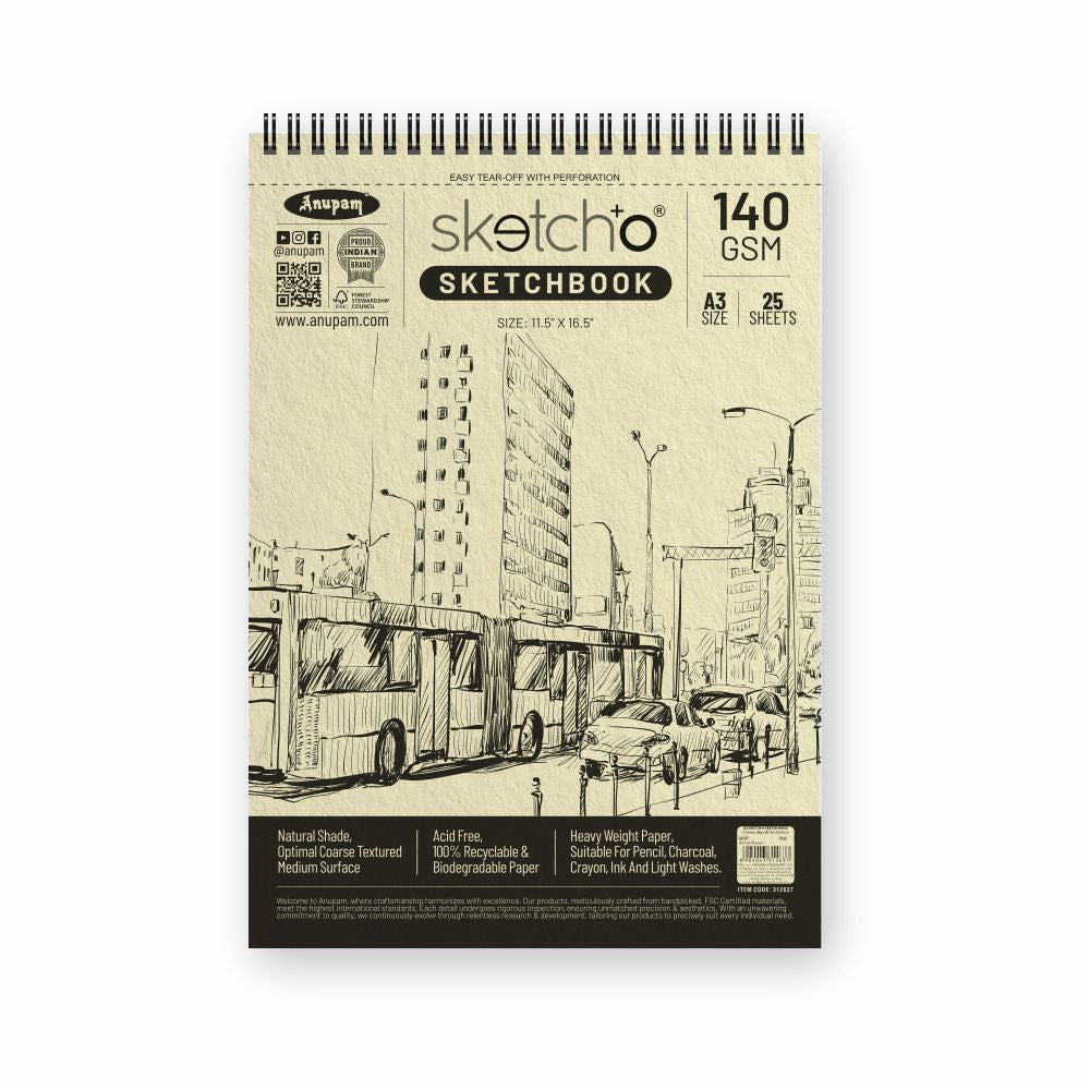 Anupam Sketch-O Sketching and Drawing Sketchbook-Soft Bound-Cartridge Paper-140GSM-Wireo Book