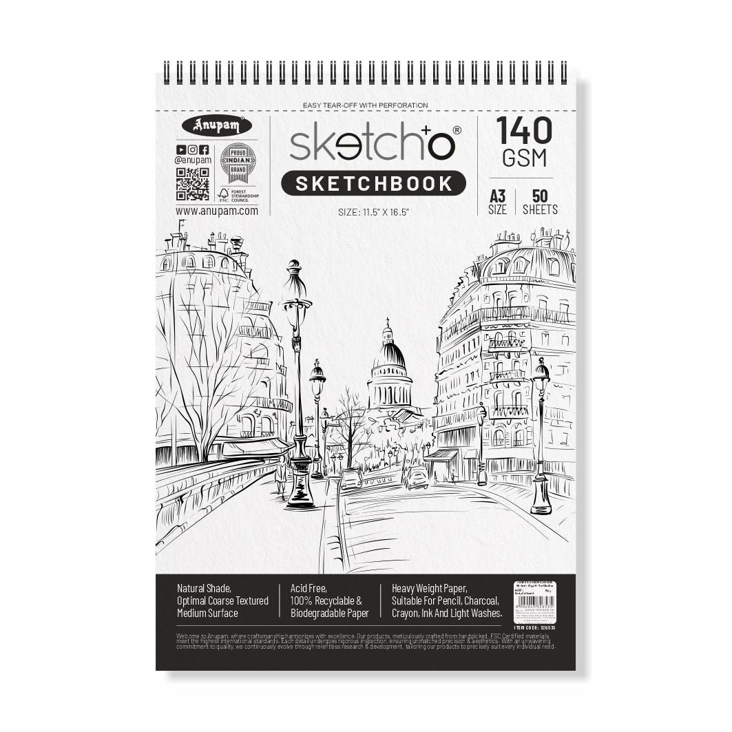 Anupam Sketch-O Sketching and Drawing Sketchbook-Soft Bound-Cartridge Paper-140GSM-Wireo Book