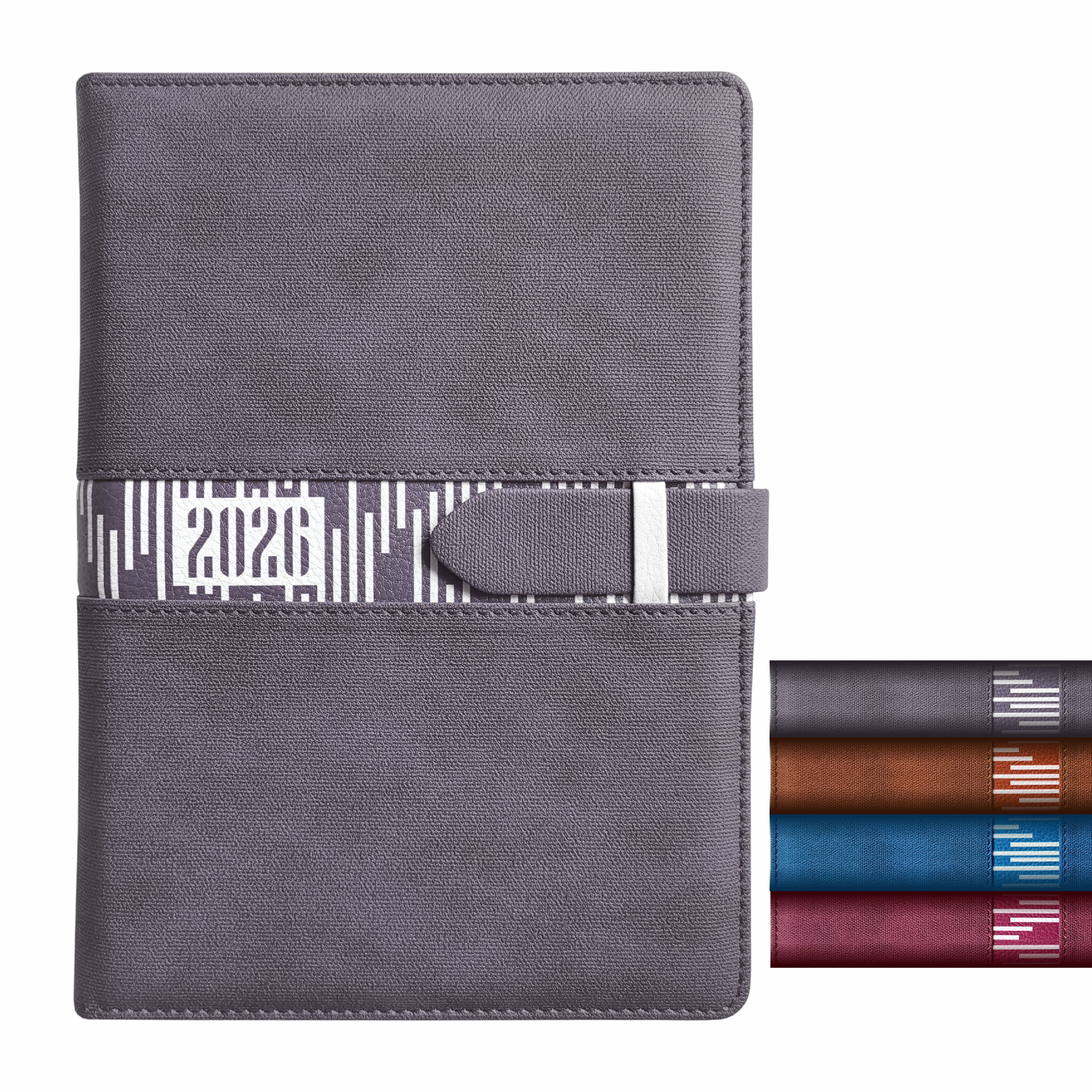 Anupam Slide Diary 2026 with Dated Daily Planner, 80 GSM Full Page Per Day with Monthly Calendar, New Year Diary 2026, 365 Days Lines Textured PU Cover, Pen Holder and Loop Closure