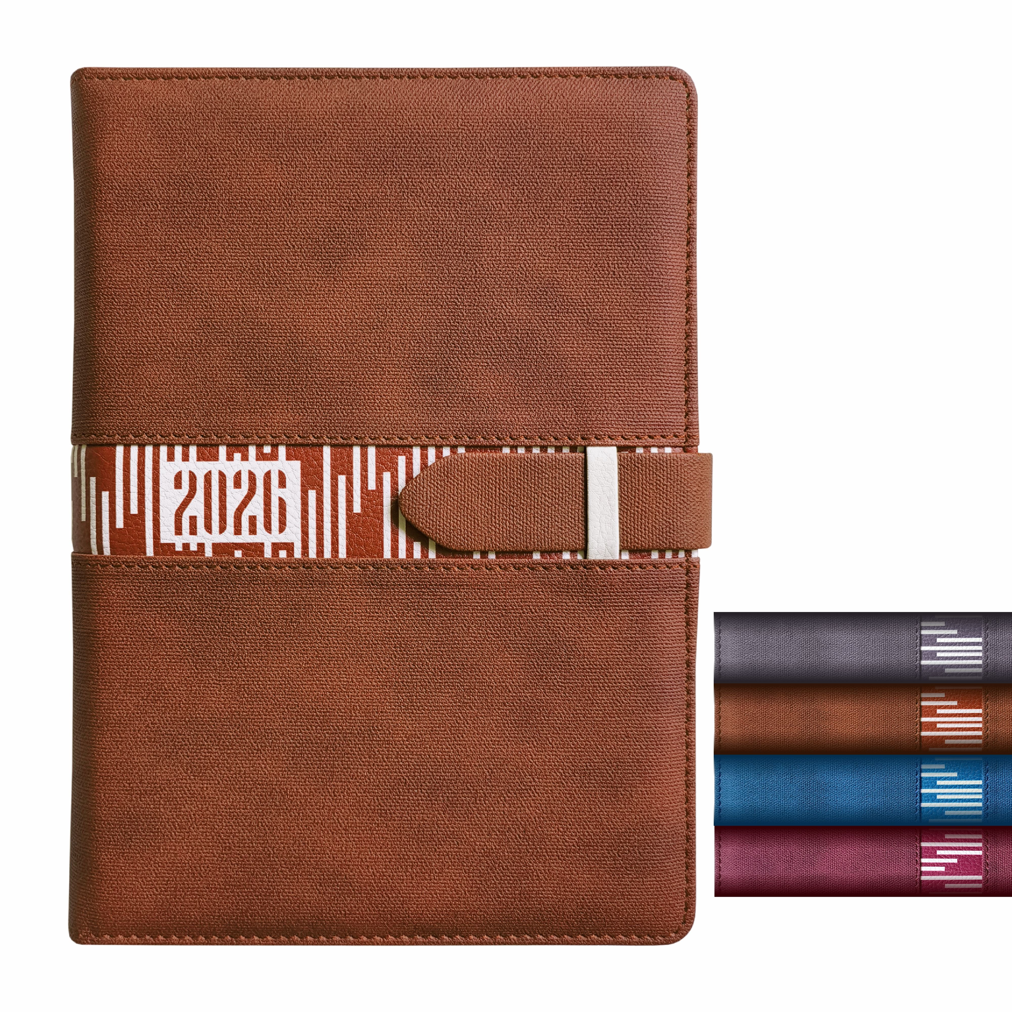 Anupam Slide Diary 2026 with Dated Daily Planner, 80 GSM Full Page Per Day with Monthly Calendar, New Year Diary 2026, 365 Days Lines Textured PU Cover, Pen Holder and Loop Closure