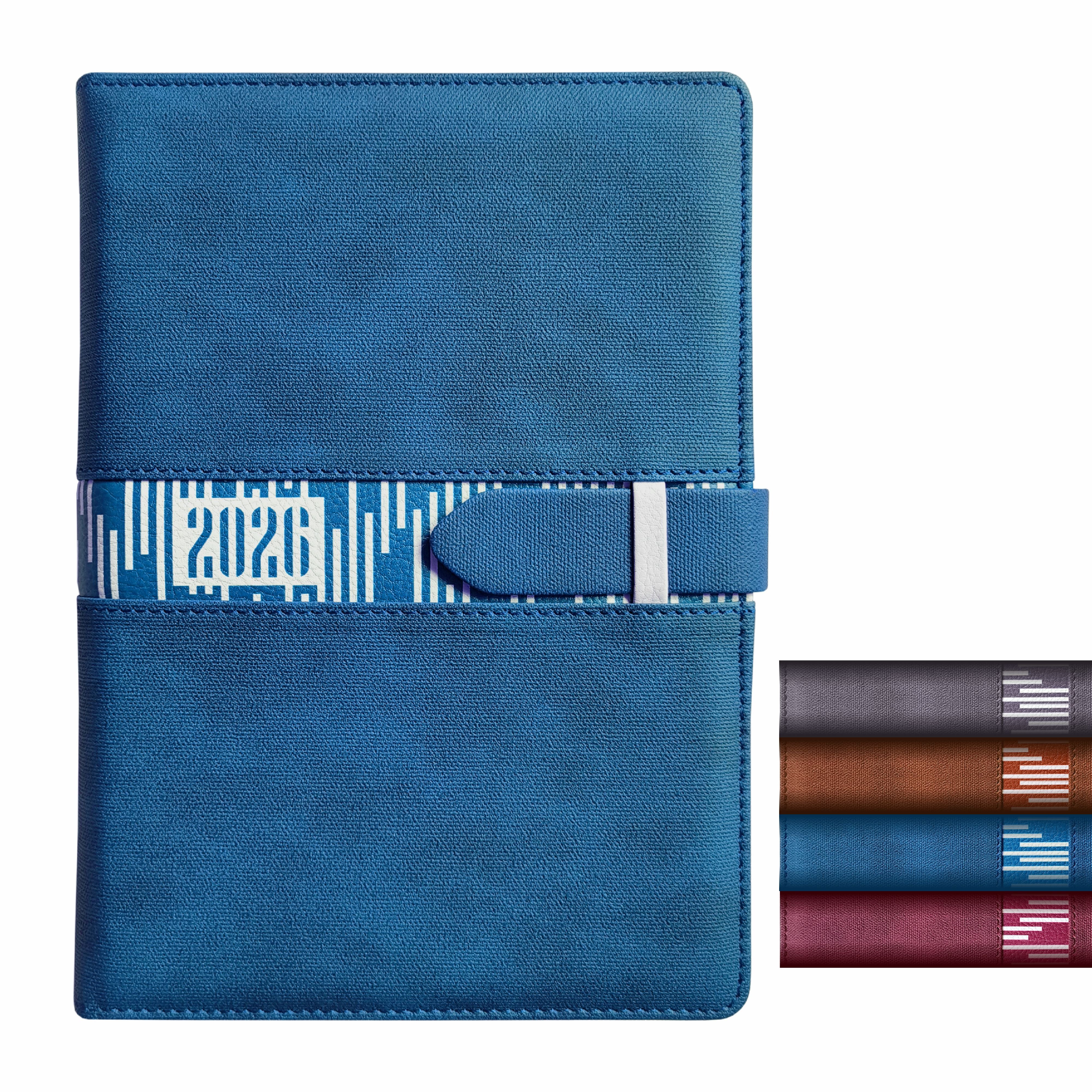 Anupam Slide Diary 2026 with Dated Daily Planner, 80 GSM Full Page Per Day with Monthly Calendar, New Year Diary 2026, 365 Days Lines Textured PU Cover, Pen Holder and Loop Closure