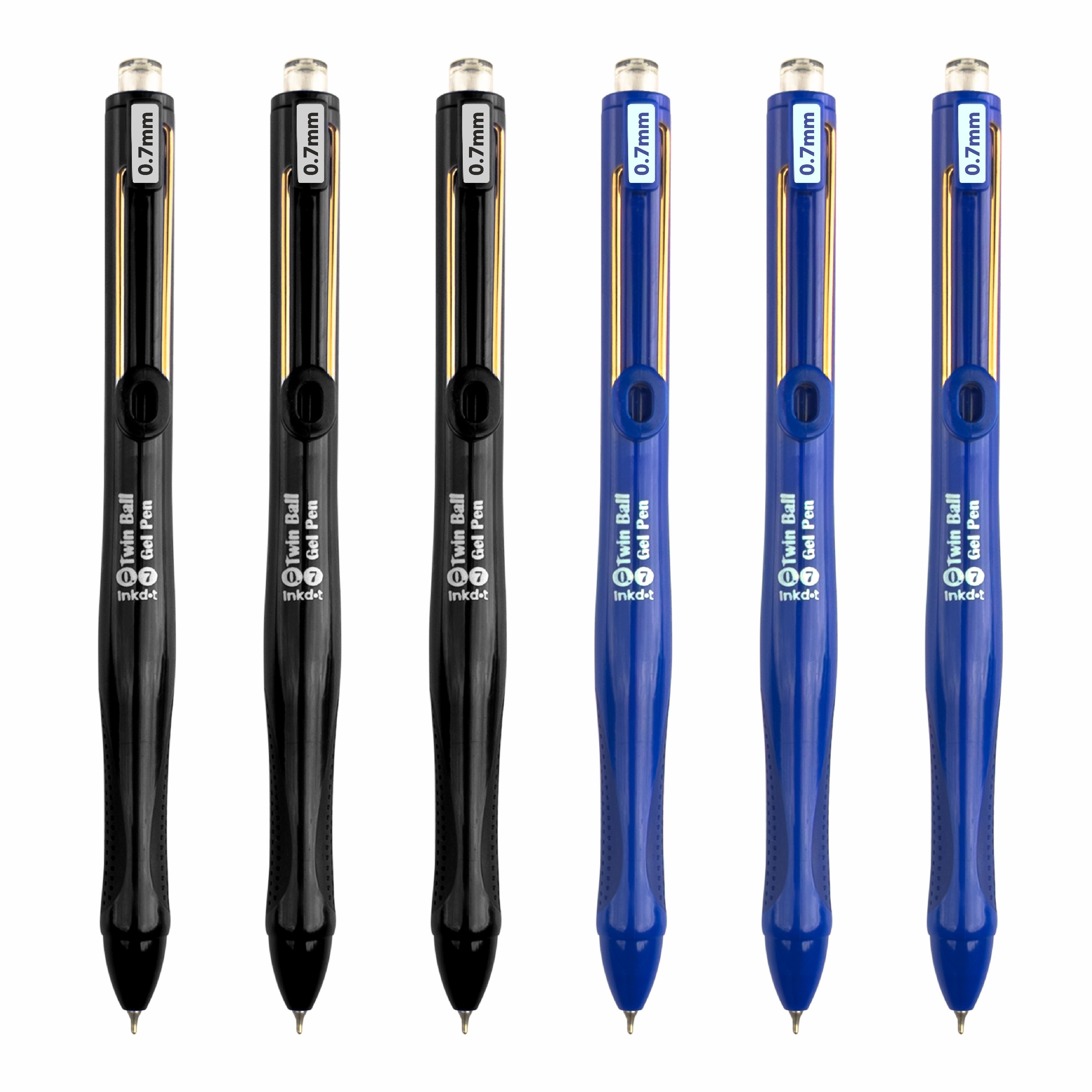 Anupam Snapy Blue Gel Pens, Waterproof Quick Dry Blue Ink, 0.7mm Fine Point Retractable Smooth Writing Pens