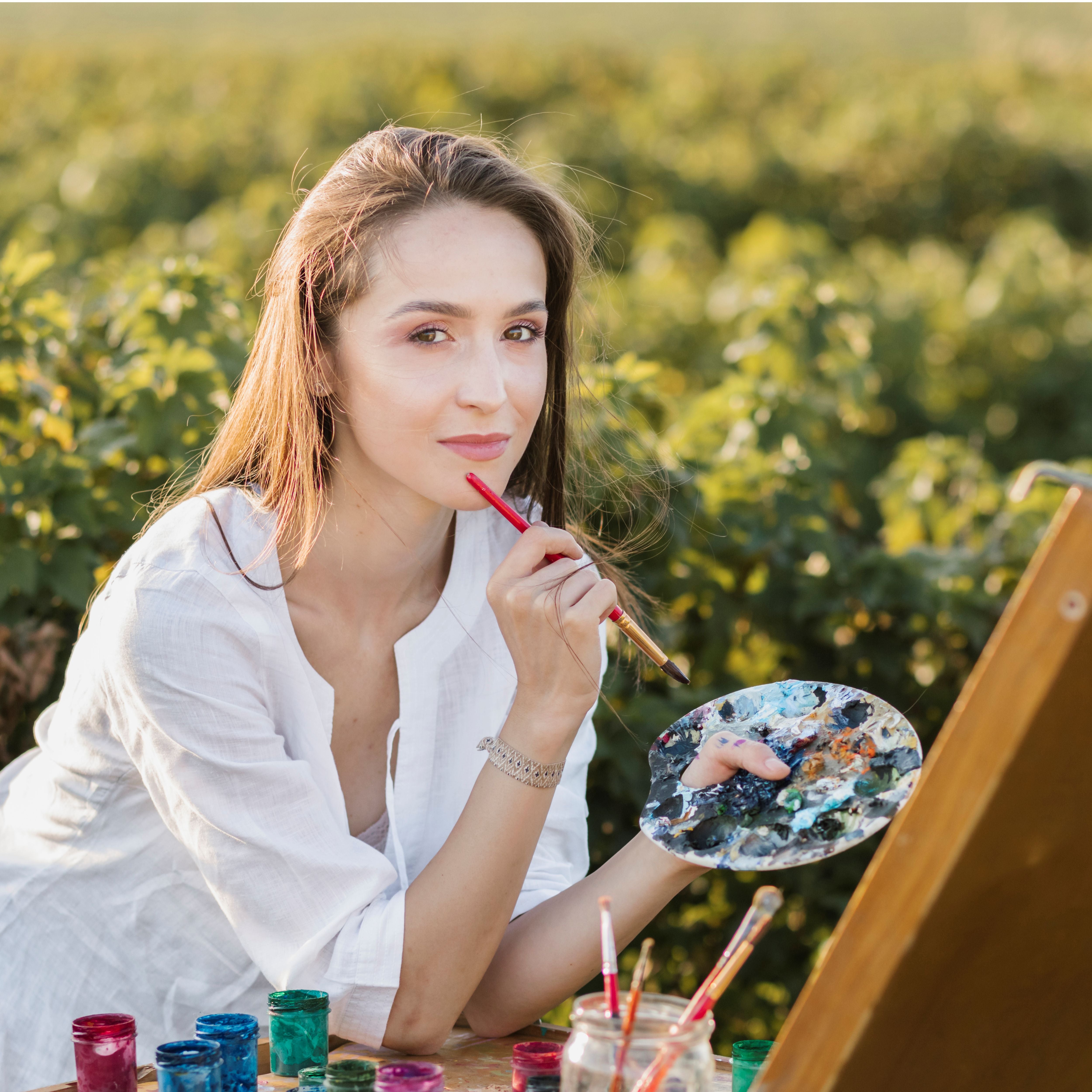 Anupam Flat Synthetic Painting Brush Set of 4pc Short Handle Painting Brush for Watercolor,Acrylic & One Stroke Painting (Sr. 32)