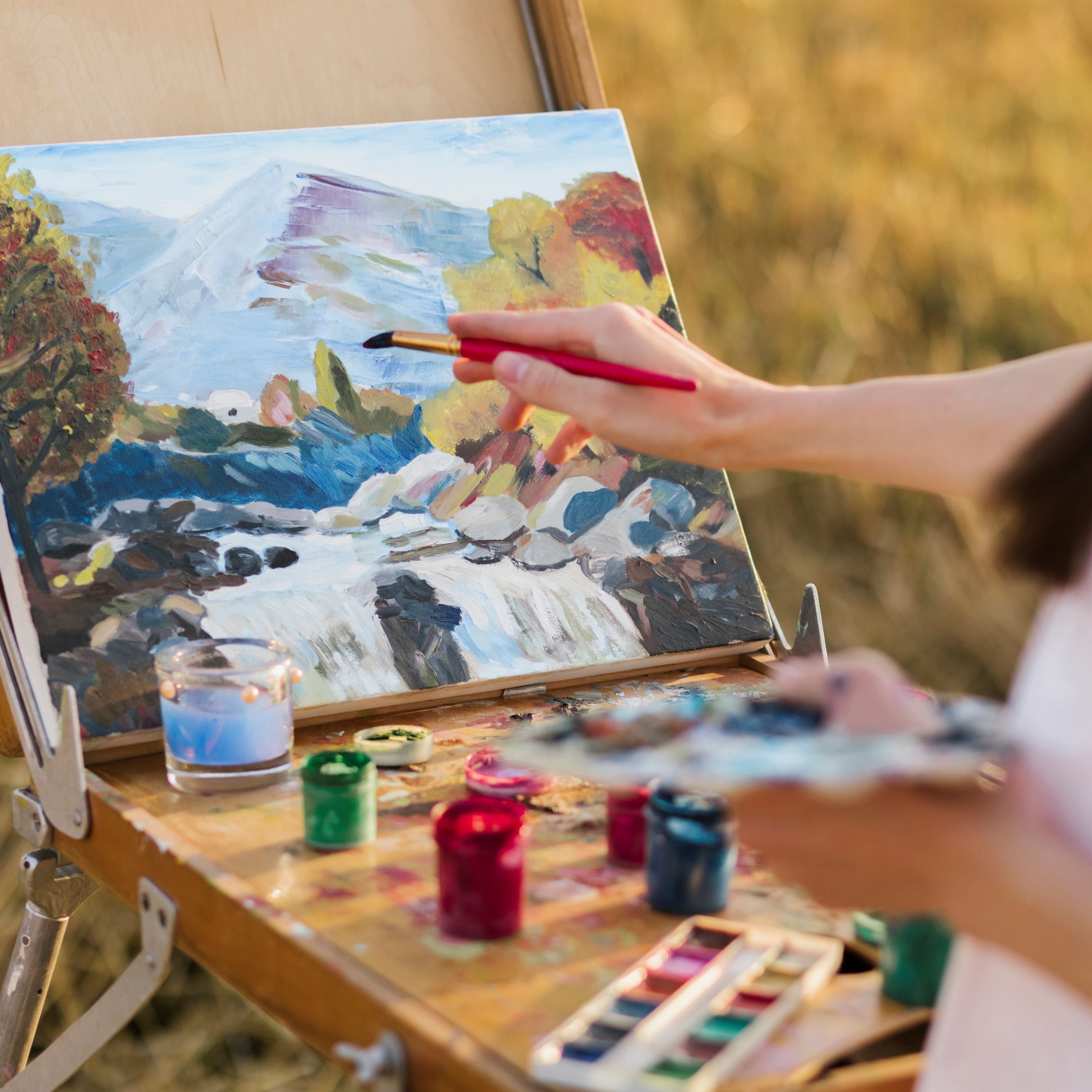 Anupam Flat Synthetic Painting Brush Set of 4pc Short Handle Painting Brush for Watercolor,Acrylic & One Stroke Painting (Sr. 32)