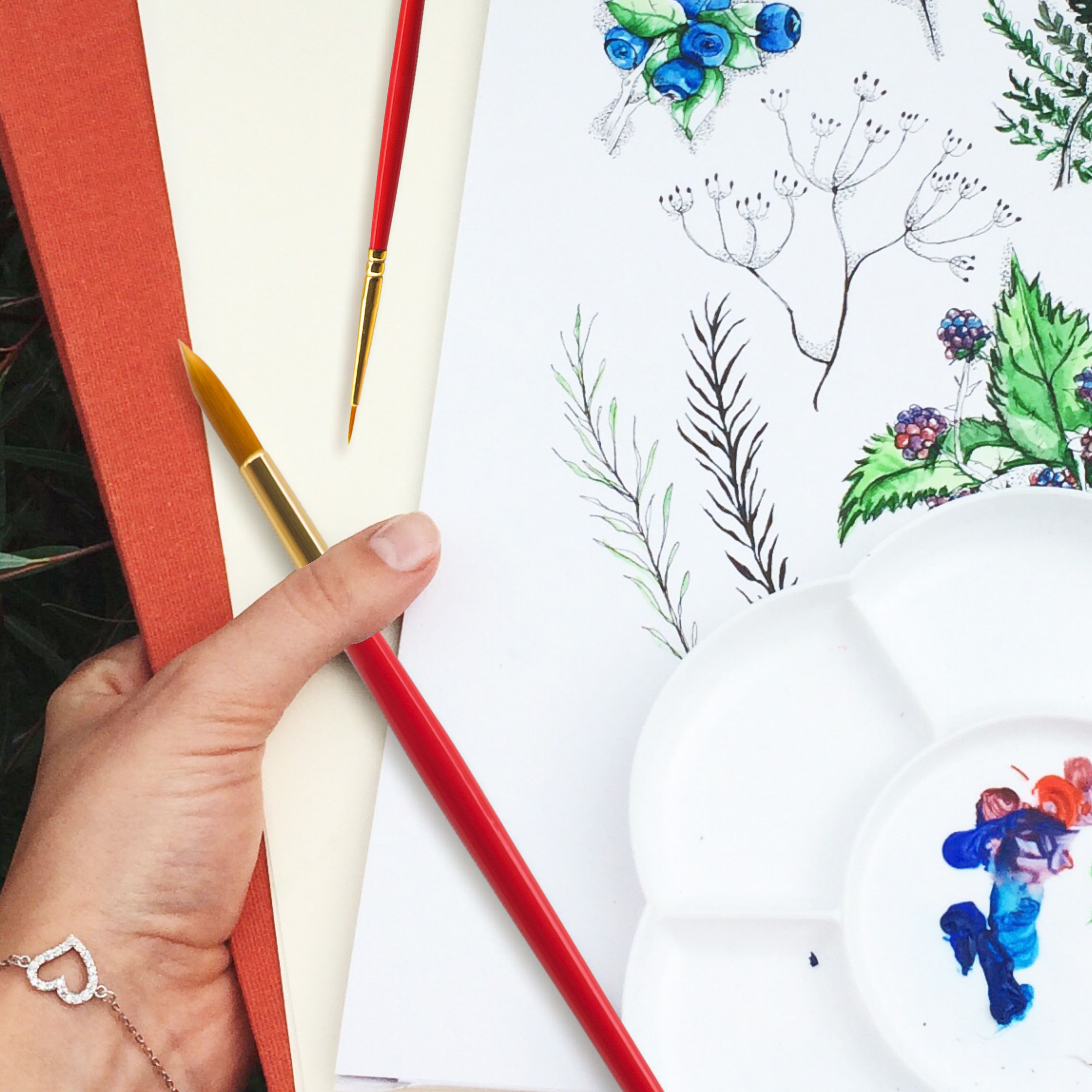 Anupam Round Synthetic Painting Brush Set of 7pc Short Handle Painting Brush for Watercolor,Acrylic & One Stroke Painting (Sr. 31)