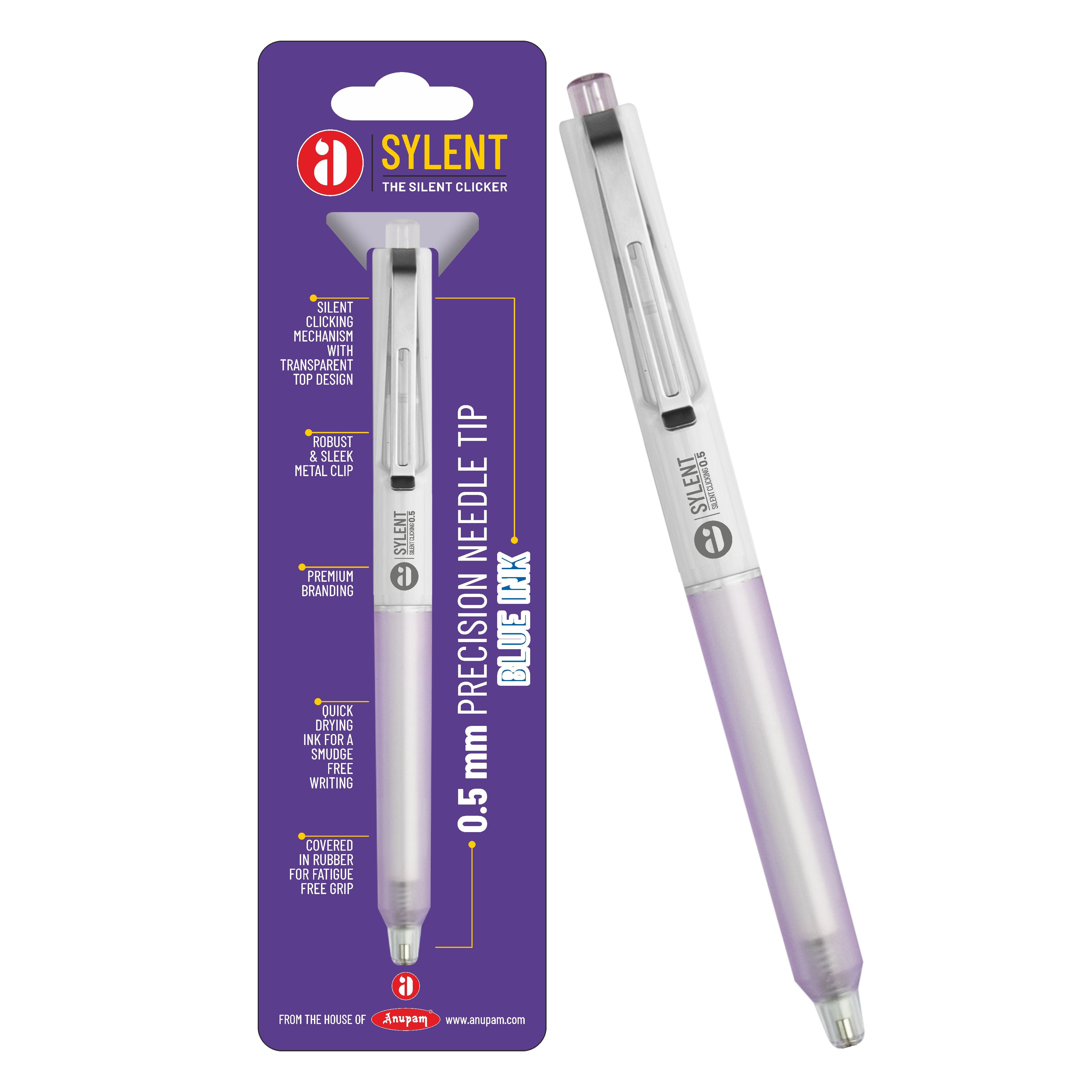 Anupam Sylent Gel Pens, Waterproof Quick Dry Ink, 0.5mm Fine Point Retractable Smooth Writing Pens for Journaling, Writing Gel Pen
