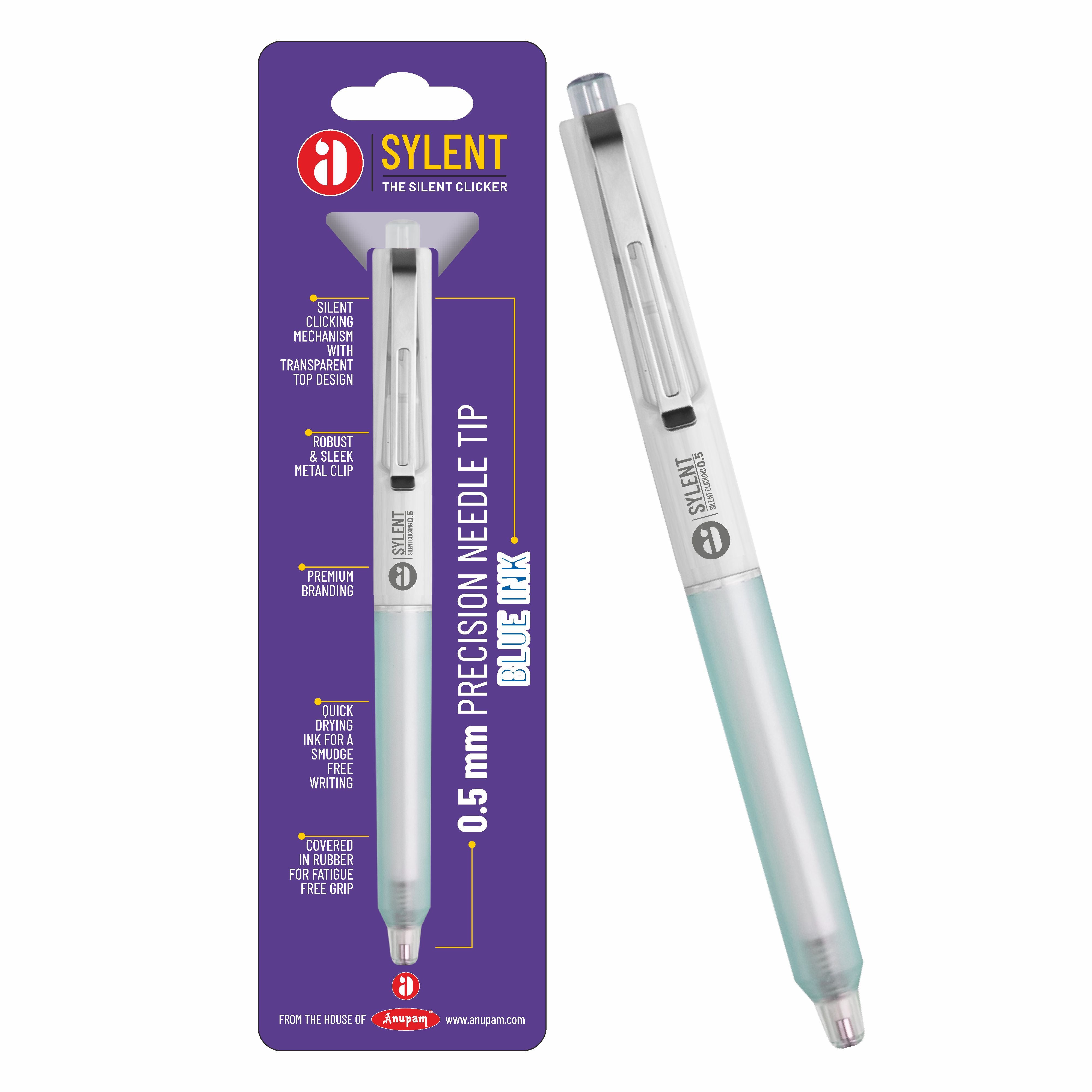 Anupam Sylent Gel Pens, Waterproof Quick Dry Ink, 0.5mm Fine Point Retractable Smooth Writing Pens for Journaling, Writing Gel Pen