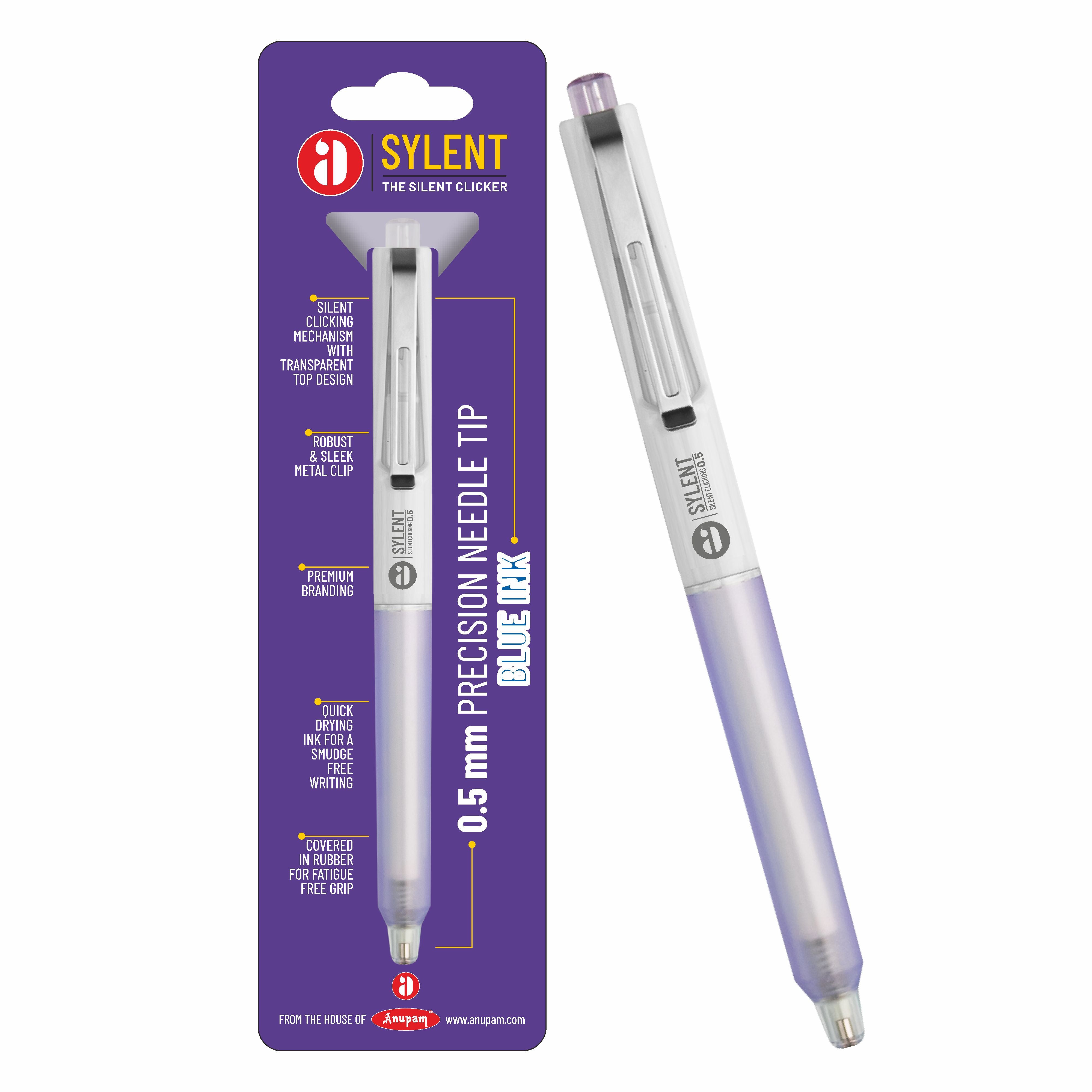 Anupam Sylent Gel Pens, Waterproof Quick Dry Ink, 0.5mm Fine Point Retractable Smooth Writing Pens for Journaling, Writing Gel Pen
