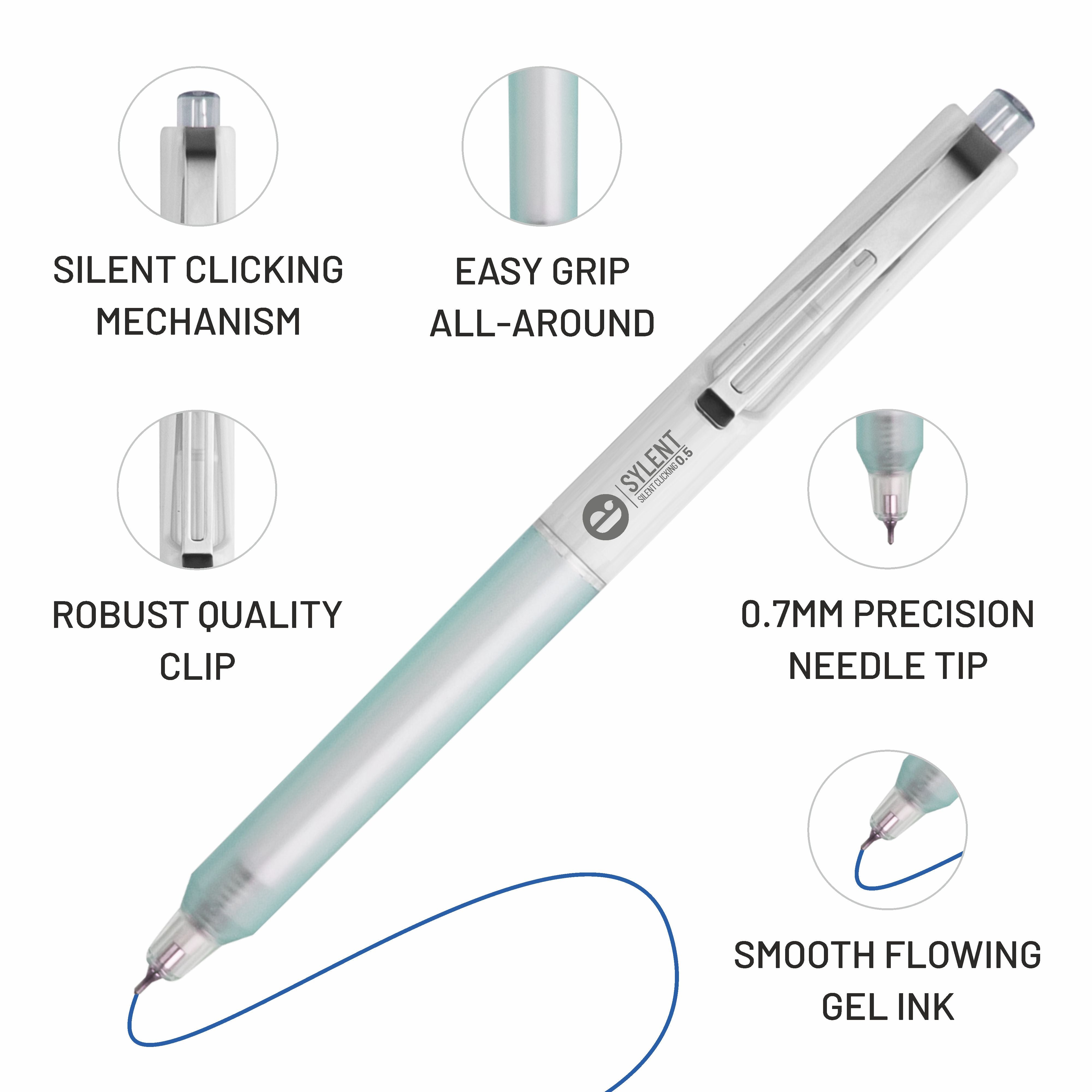 Anupam Sylent Gel Pens, Waterproof Quick Dry Ink, 0.7mm Fine Point Retractable Smooth Writing Pens for Journaling, Writing Gel Pen