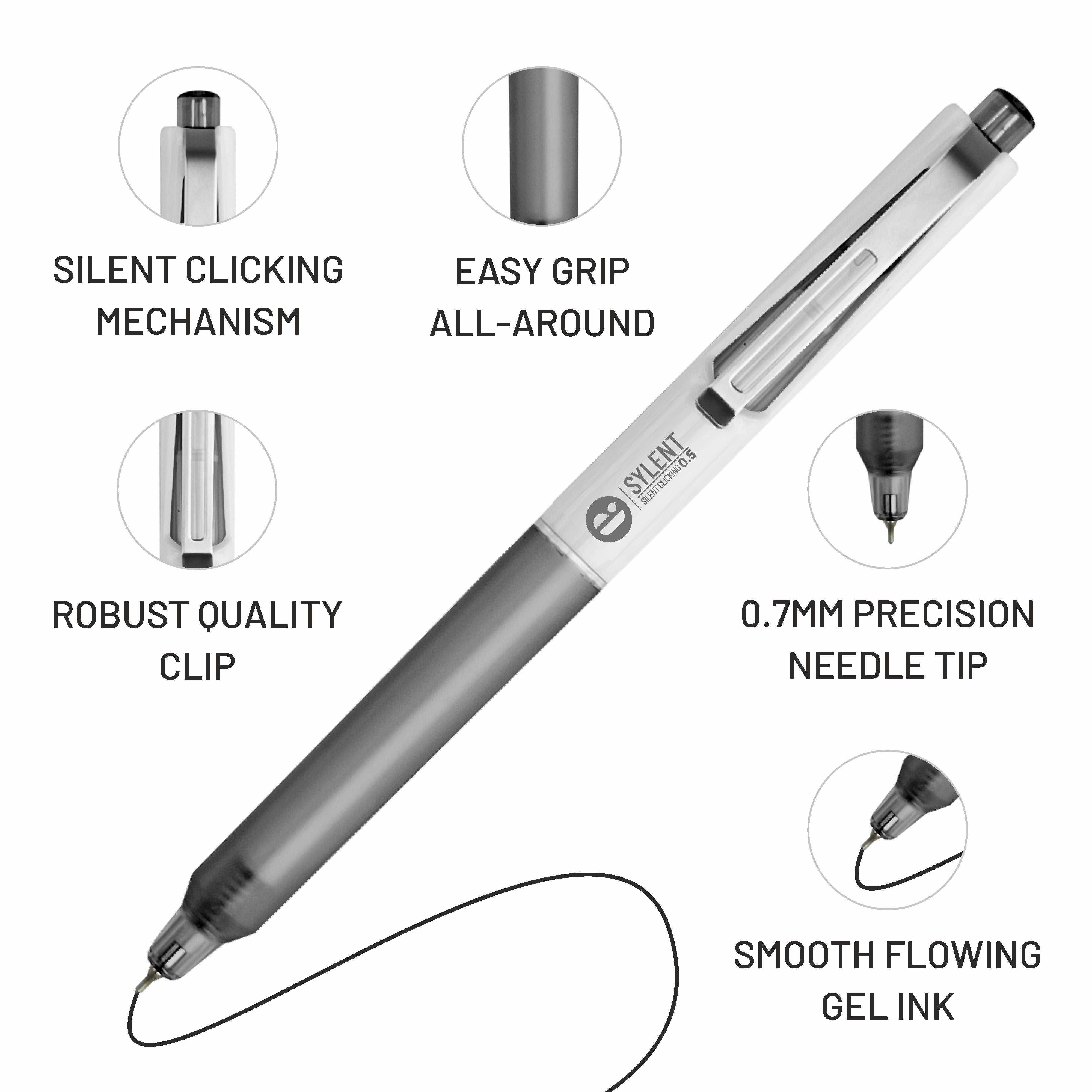 Anupam Sylent Gel Pens, Waterproof Quick Dry Ink, 0.7mm Fine Point Retractable Smooth Writing Pens for Journaling, Writing Gel Pen