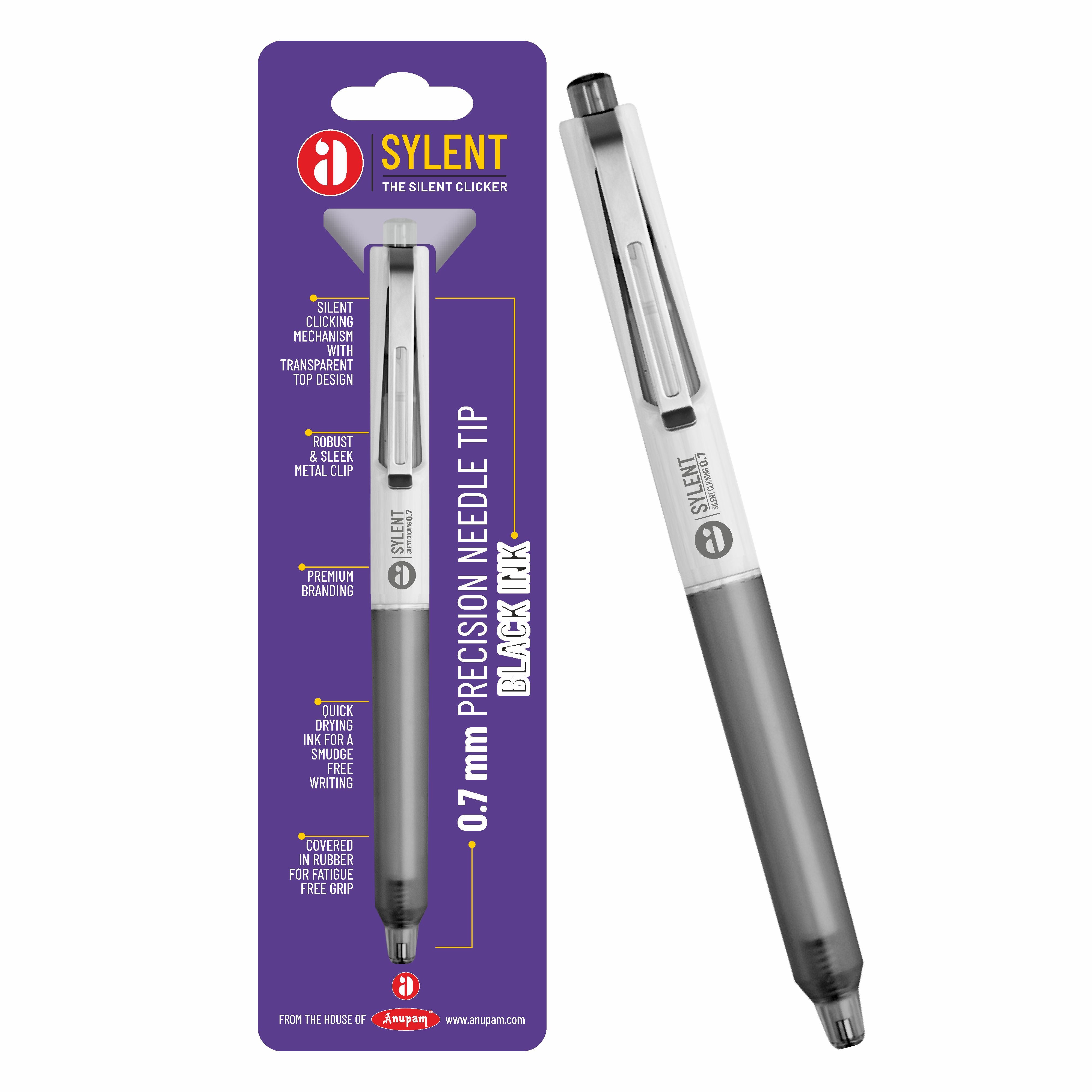 Anupam Sylent Gel Pens, Waterproof Quick Dry Ink, 0.7mm Fine Point Retractable Smooth Writing Pens for Journaling, Writing Gel Pen