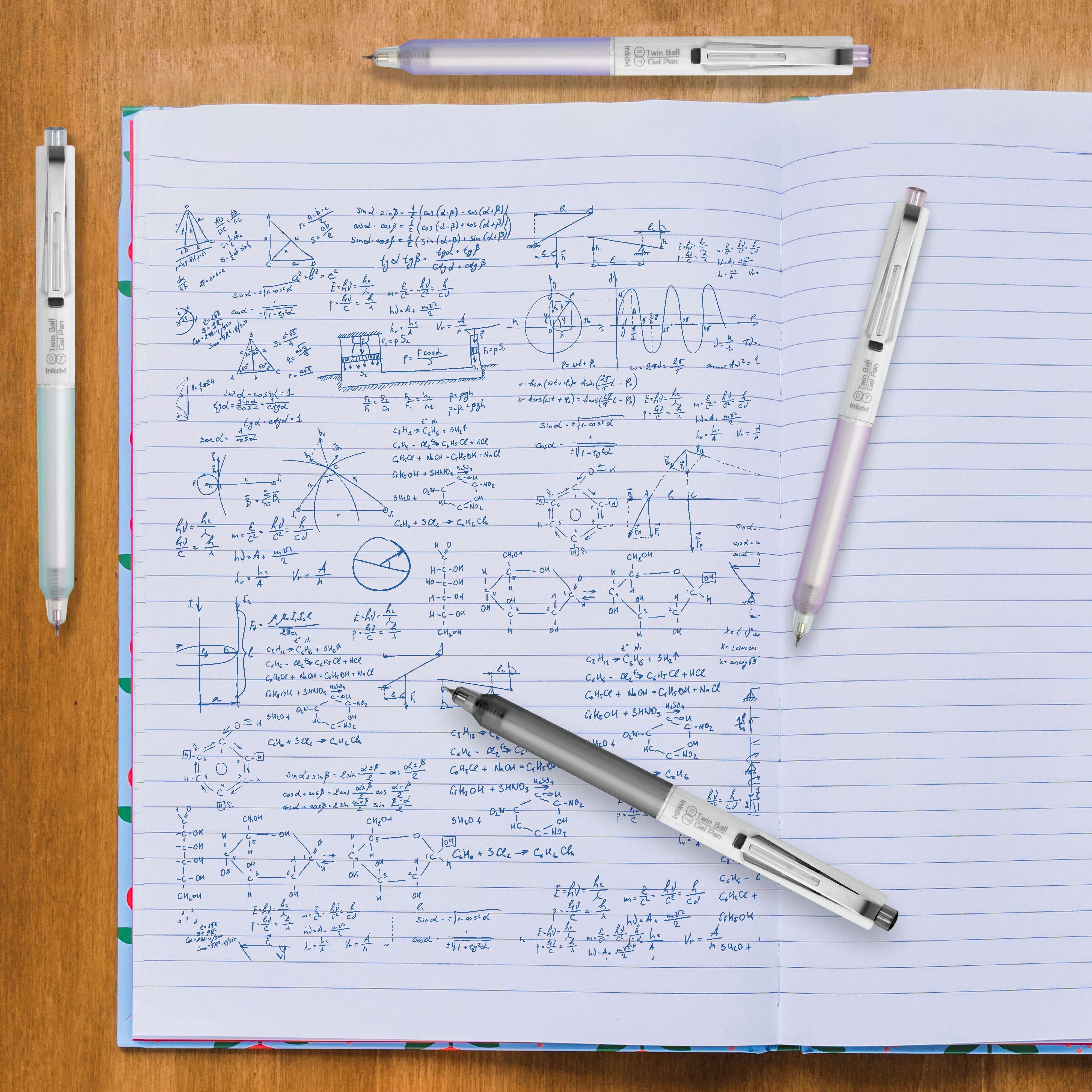 Anupam Sylent Blue Gel Pens, Waterproof Quick Dry Blue Ink, 0.7mm Fine Point Retractable Smooth Writing Pens for Journaling, Writing Gel Pen