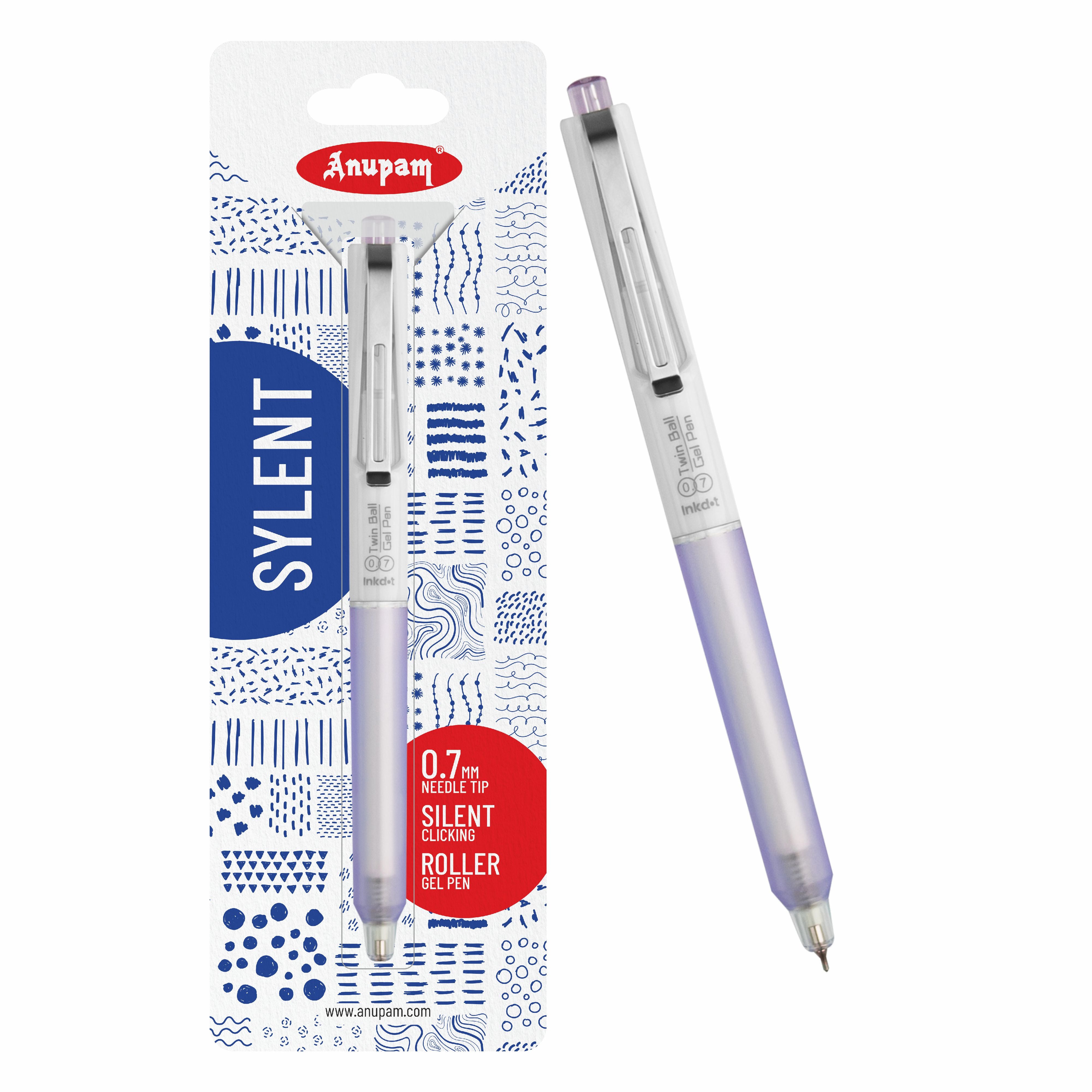 Anupam Sylent Blue Gel Pens, Waterproof Quick Dry Blue Ink, 0.7mm Fine Point Retractable Smooth Writing Pens for Journaling, Writing Gel Pen