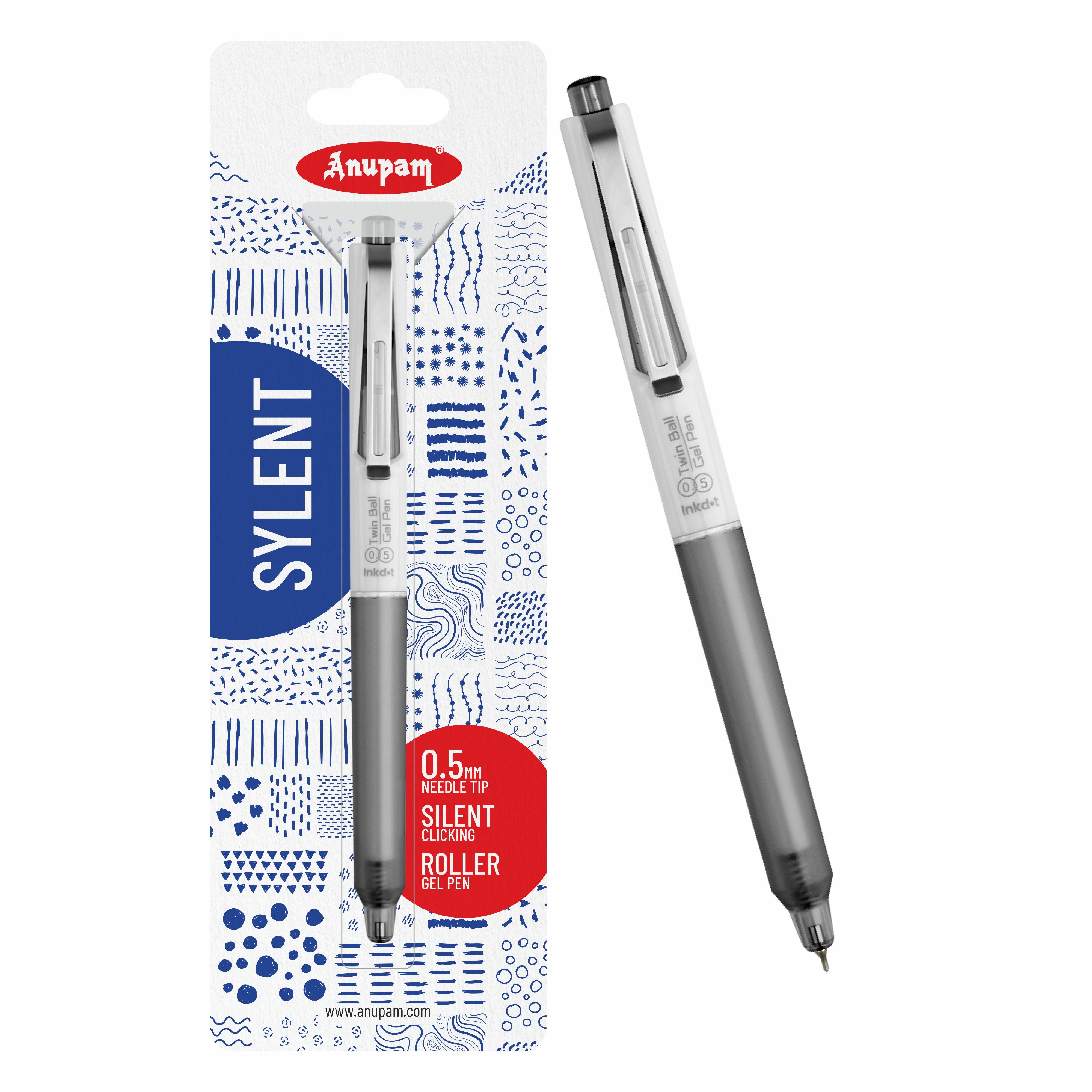 Anupam Sylent Blue Gel Pens, Waterproof Quick Dry Blue Ink, 0.5mm Fine Point Retractable Smooth Writing Pens for Journaling, Writing Gel Pen