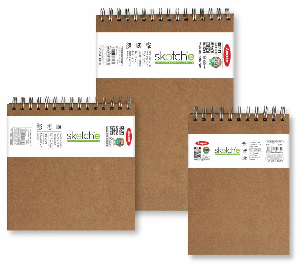 Anupam Sketch-E WireO Sketch Book-Cartridge Paper-140GSM