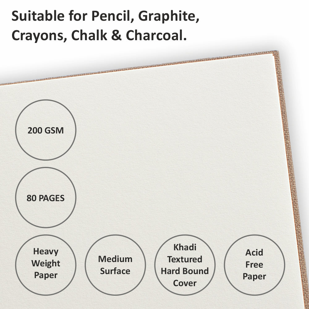 Anupam Sketch-E Khadi (Cover) Cartridge Paper Khadi Textured Hardbound Cover -200 GSM