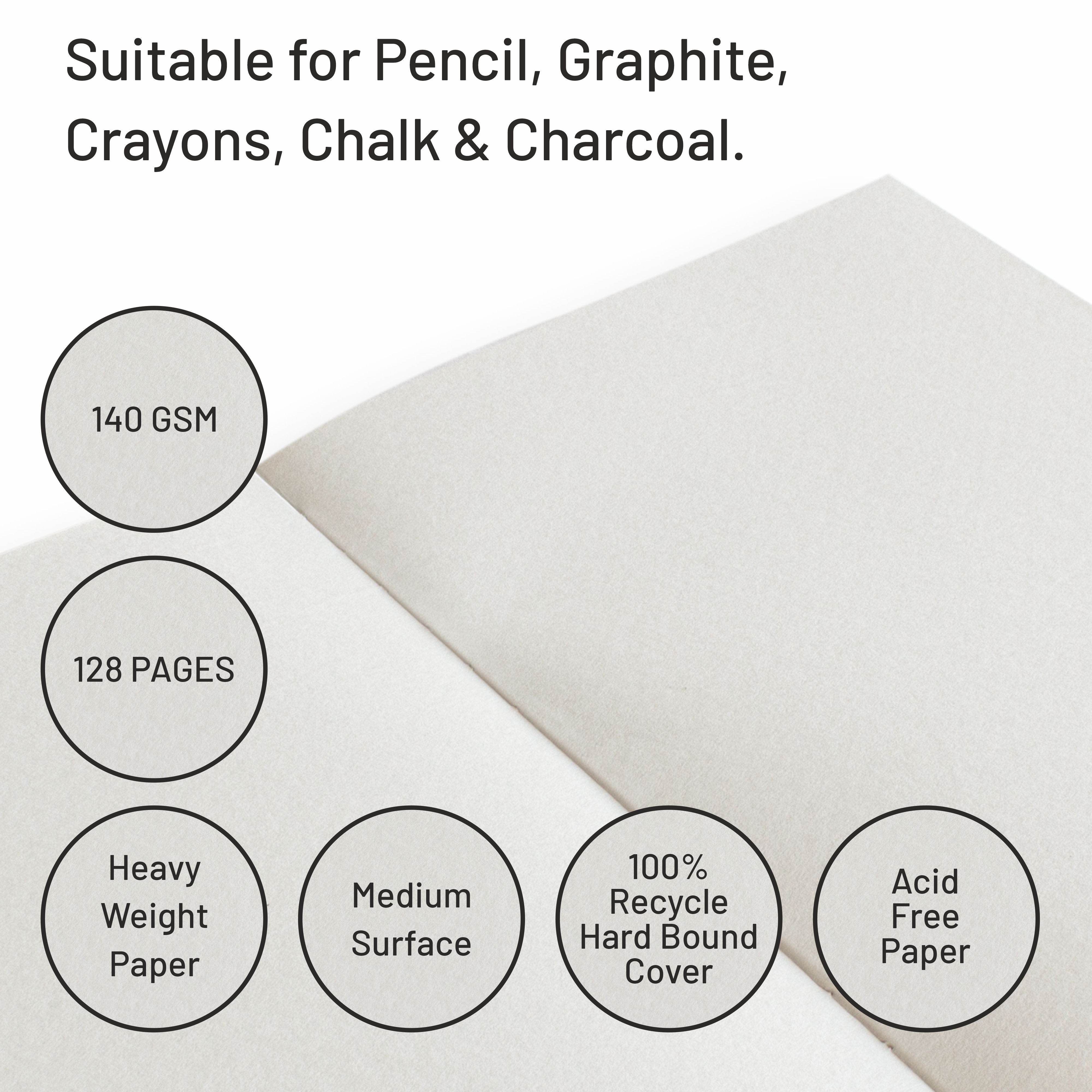 Anupam Sketch-O Hardbound Sketchbook -Acid Free-140 GSM-124 pages-Natural Shade Paper with Elastic Closure