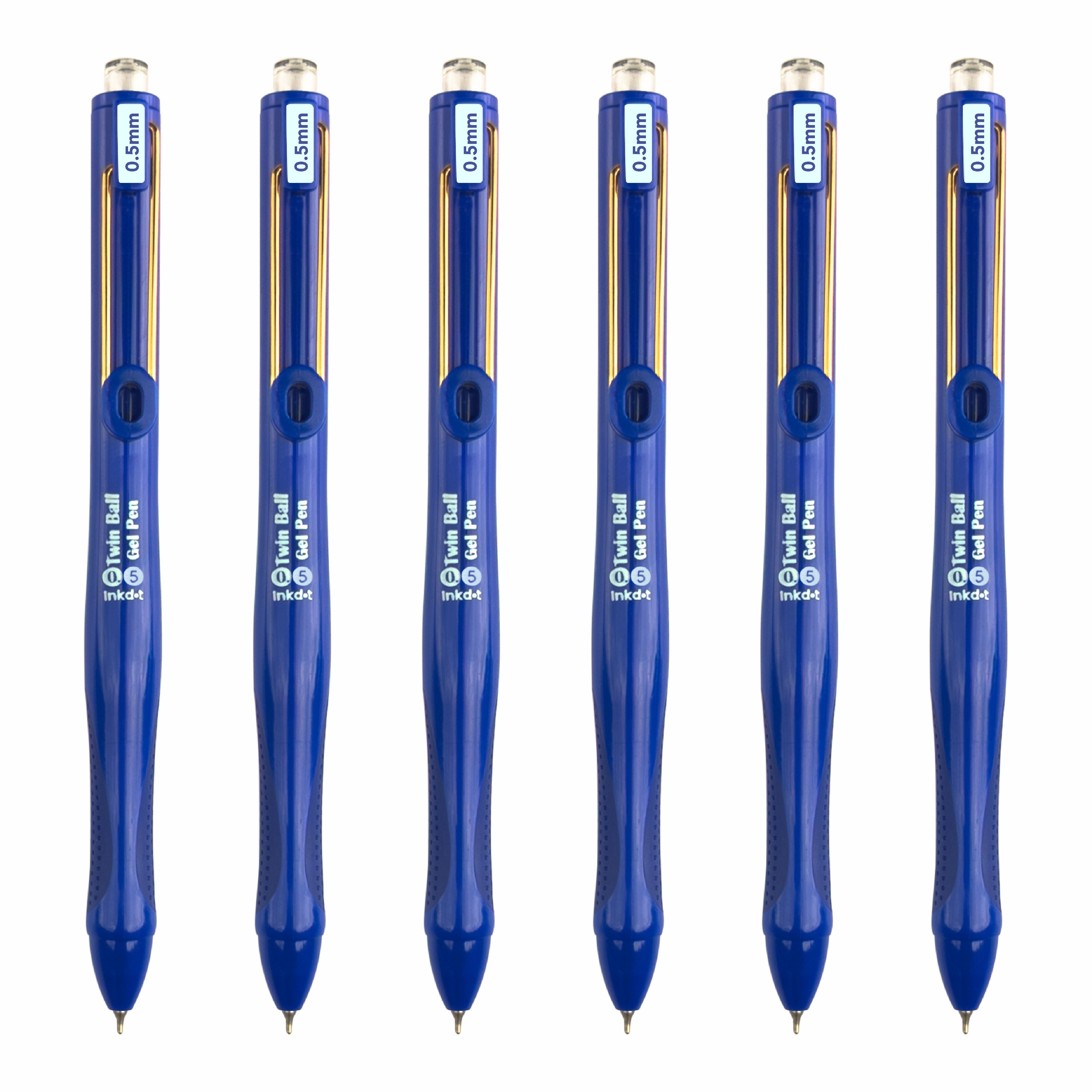 Anupam Snapy Blue Gel Pens, Waterproof Quick Dry BlueInk, 0.5mm Fine Point Retractable Smooth Writing Pens for Journaling, Writing Gel Pen