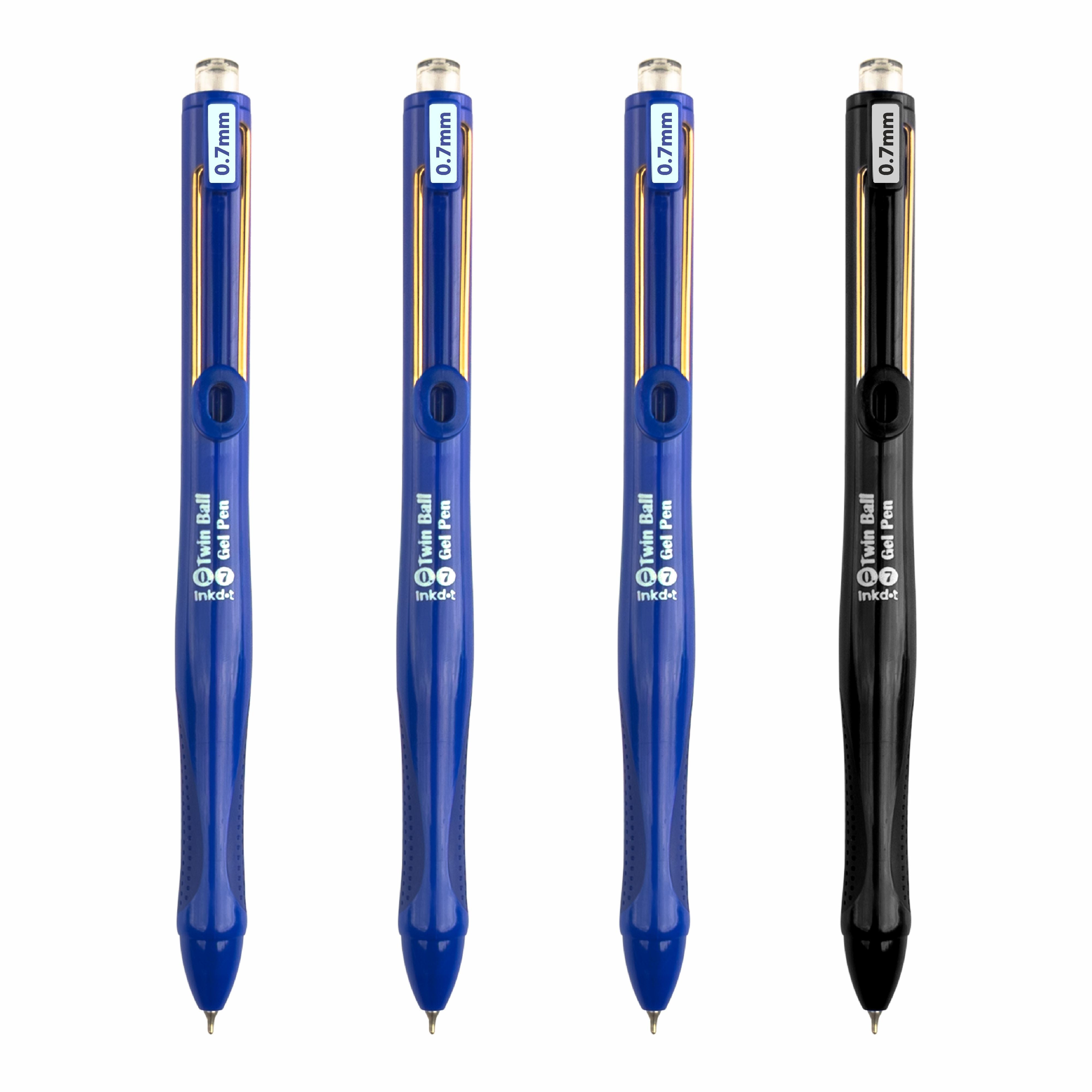 Anupam Snapy Blue Gel Pens, Waterproof Quick Dry Blue Ink, 0.7mm Fine Point Retractable Smooth Writing Pens