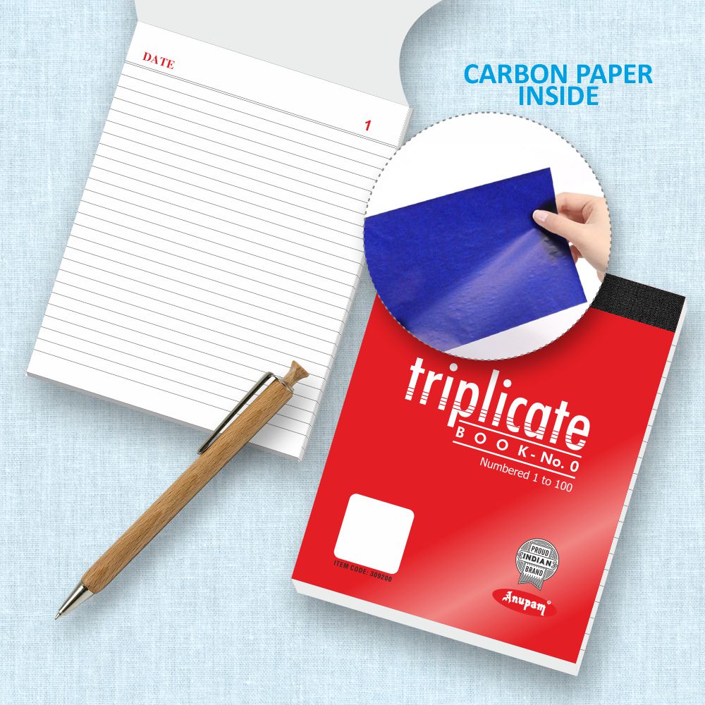 Anupam Triplicate Book with Carbon & Index Ruled Sheets Pad for Replicate-Record-Organize and Work Order Receipt Book
