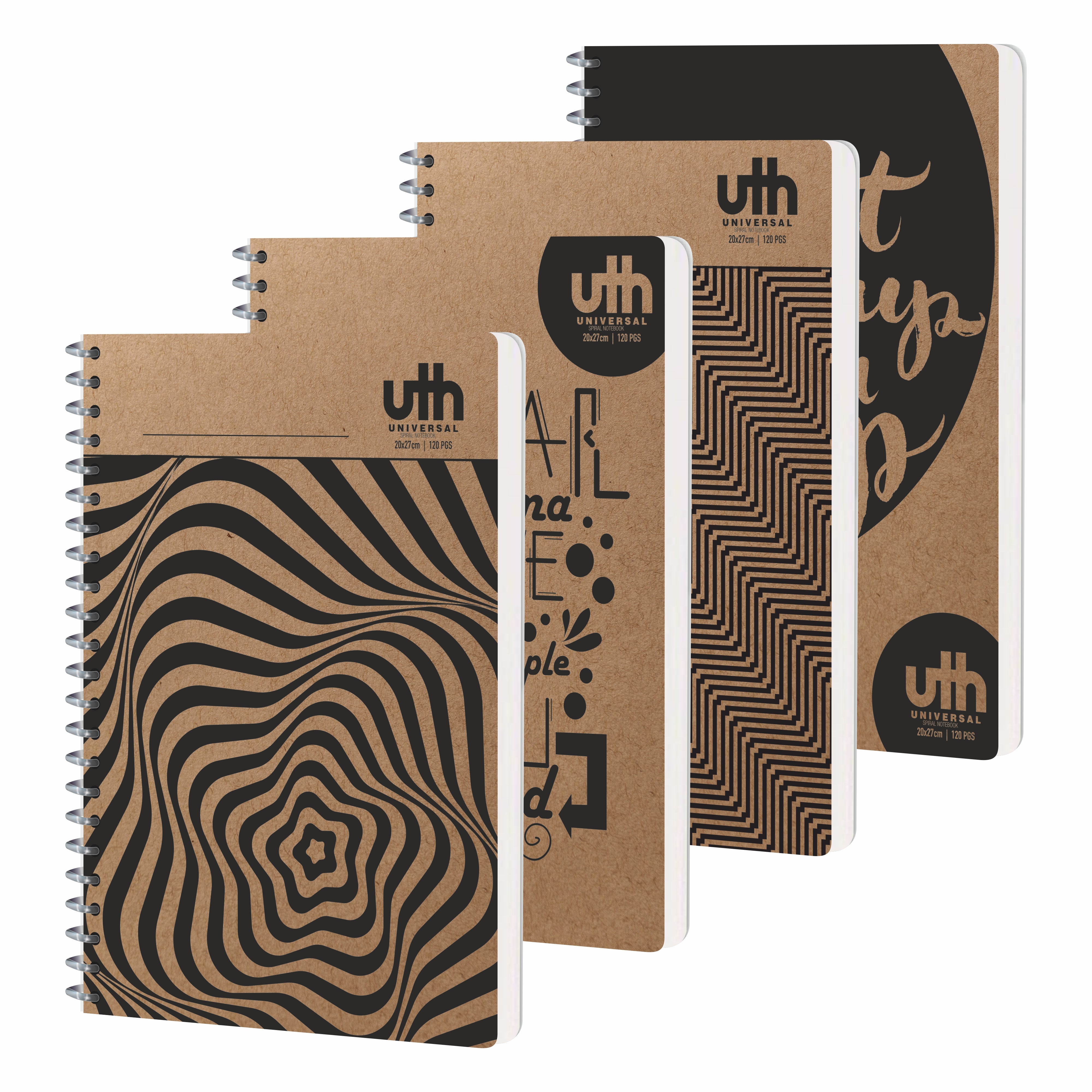 Anupam UTH Kraft Notebook-College Ruled/Plain Spiral Subject Notebook for School-Office, Writing Journal 22x27cm - 120 Pages - 70 GSM (Pack of 2)