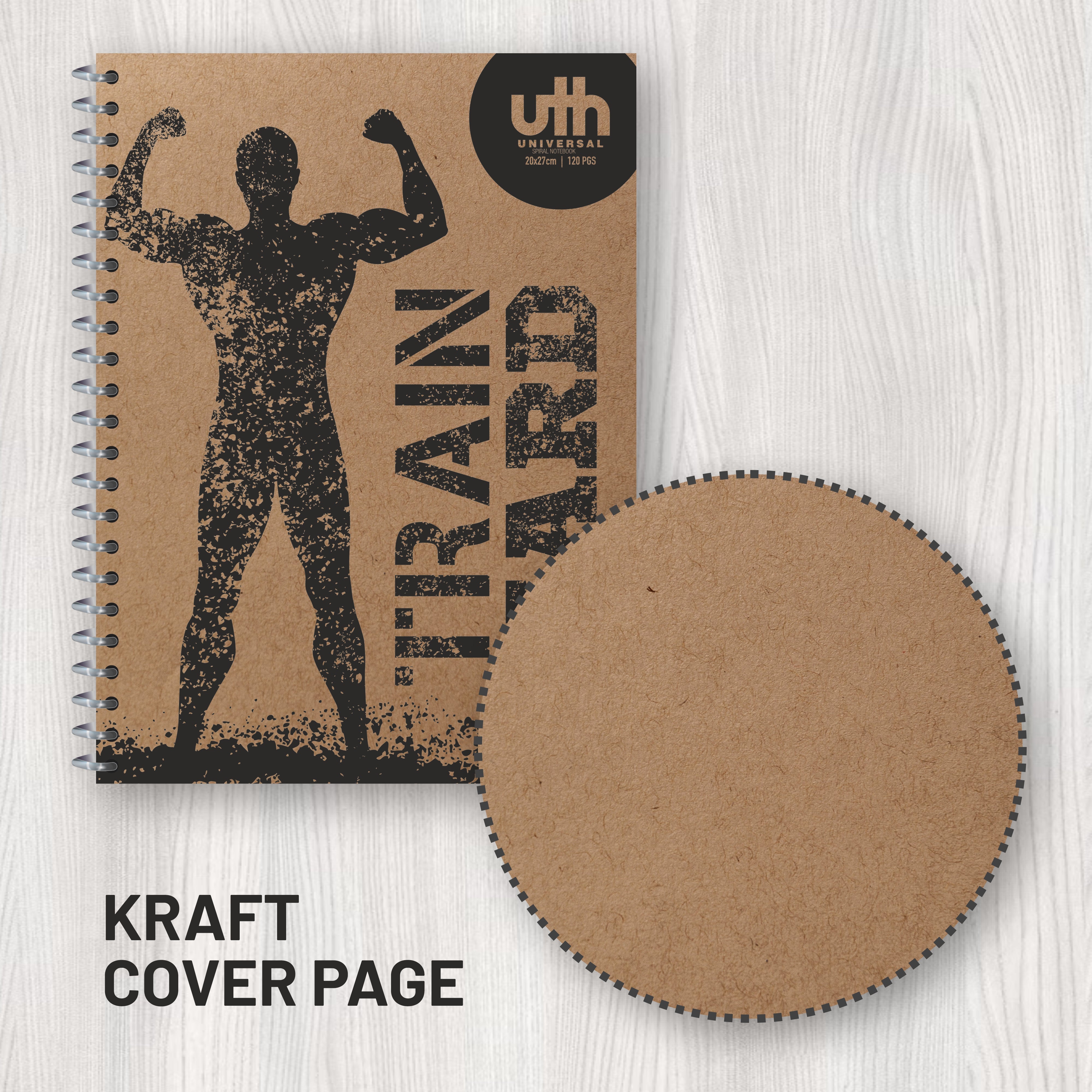 Anupam UTH Kraft Notebook-College Ruled/Plain Spiral Subject Notebook for School-Office, Writing Journal 22x27cm - 120 Pages - 70 GSM (Pack of 2)