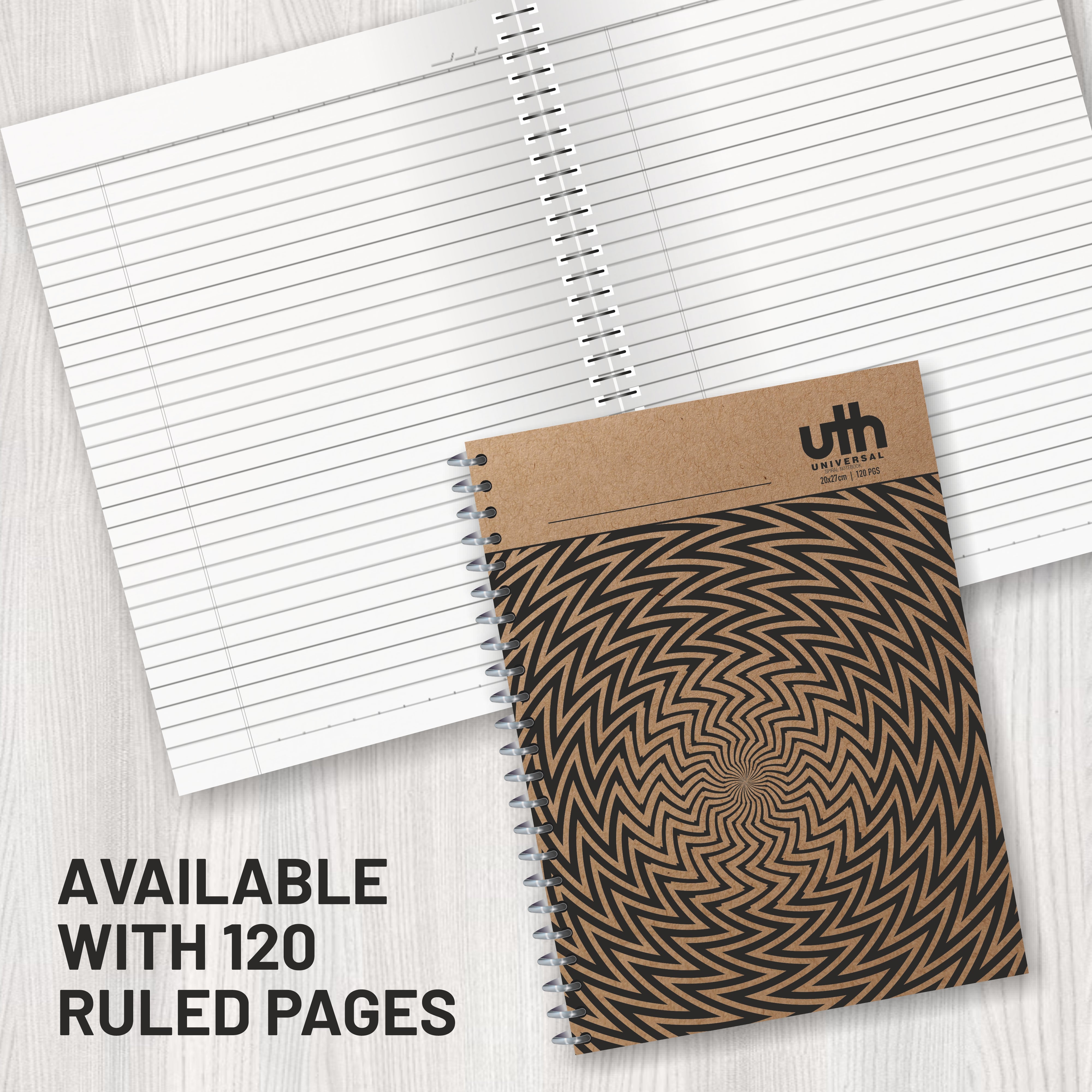 Anupam UTH Kraft Notebook-College Ruled/Plain Spiral Subject Notebook for School-Office, Writing Journal 22x27cm - 120 Pages - 70 GSM (Pack of 2)