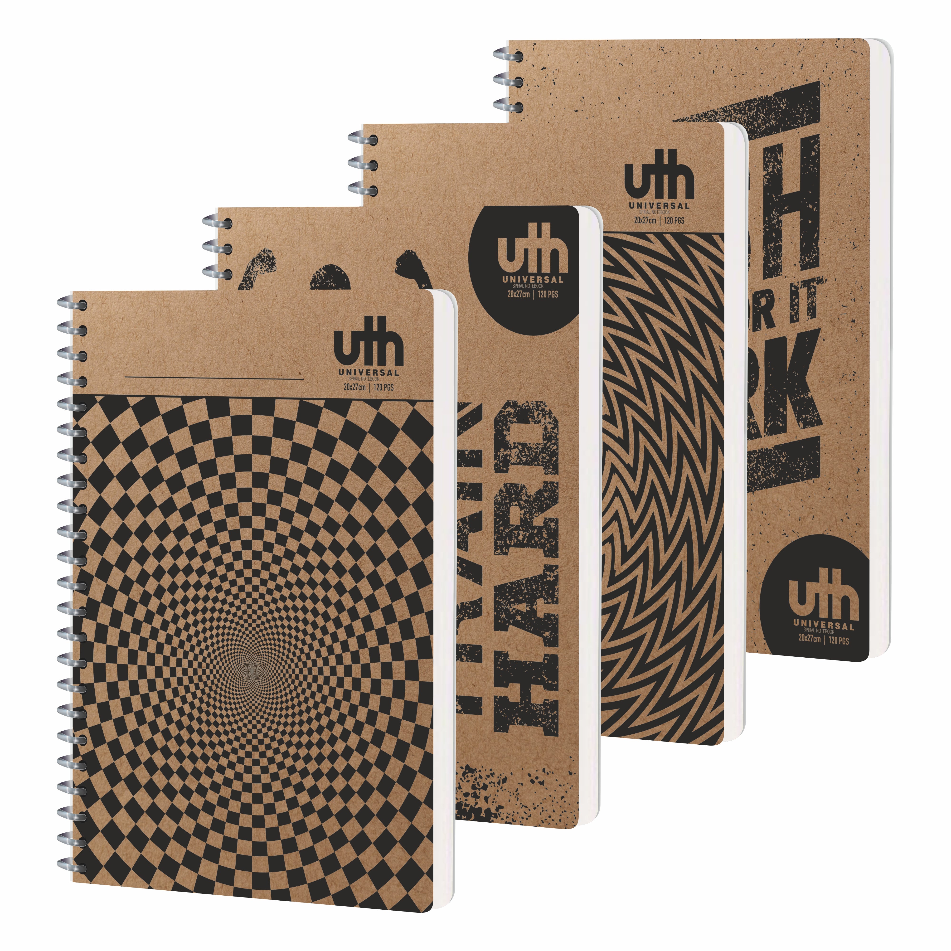 Anupam UTH Kraft Notebook-College Ruled/Plain Spiral Subject Notebook for School-Office, Writing Journal 22x27cm - 120 Pages - 70 GSM (Pack of 2)