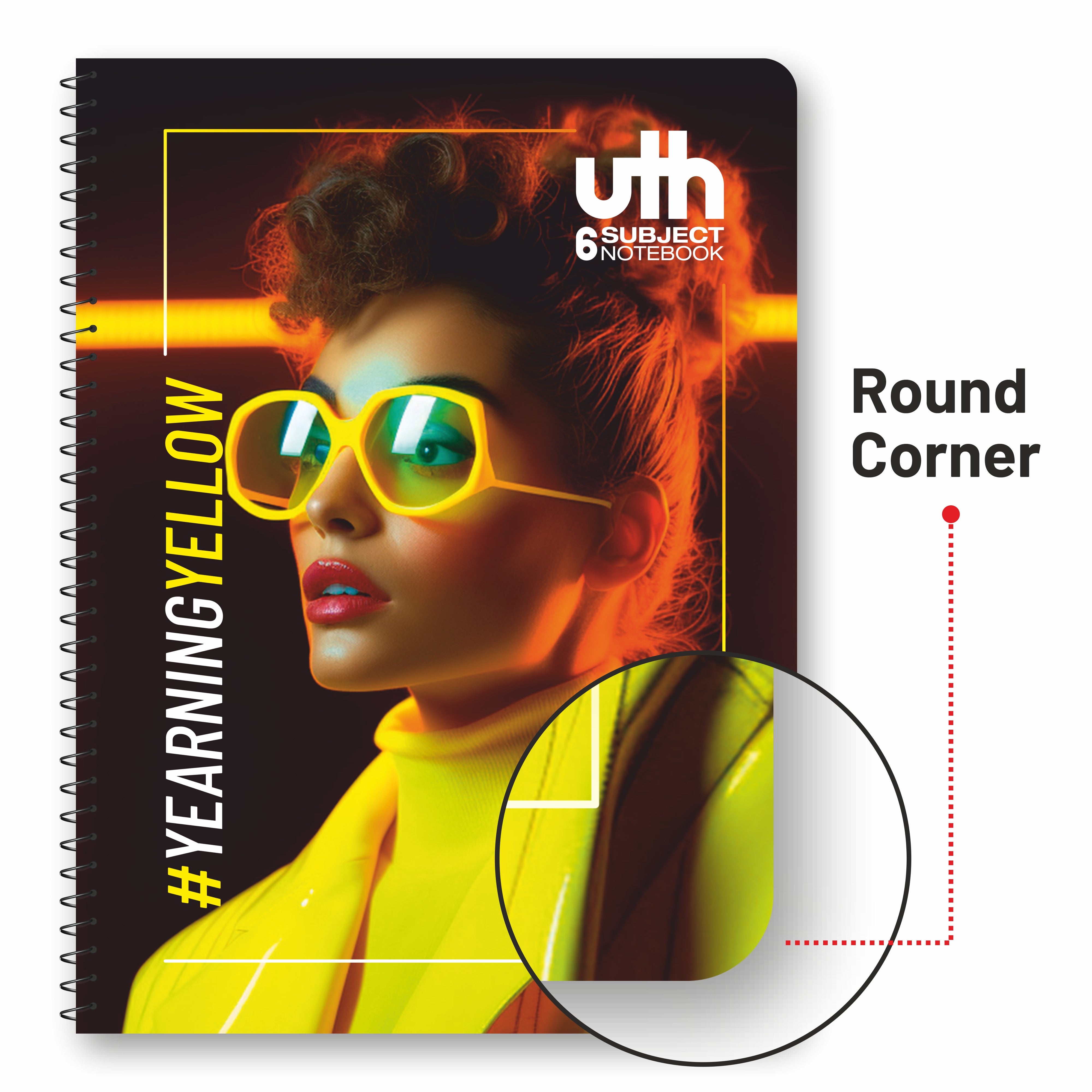 Anupam UTH Notebook – 300 Pages College Ruled/Plain Spiral 6 subject Notebook 70 GSM for Work-School Supplies-Office and Writing Journal – 22x27 cm