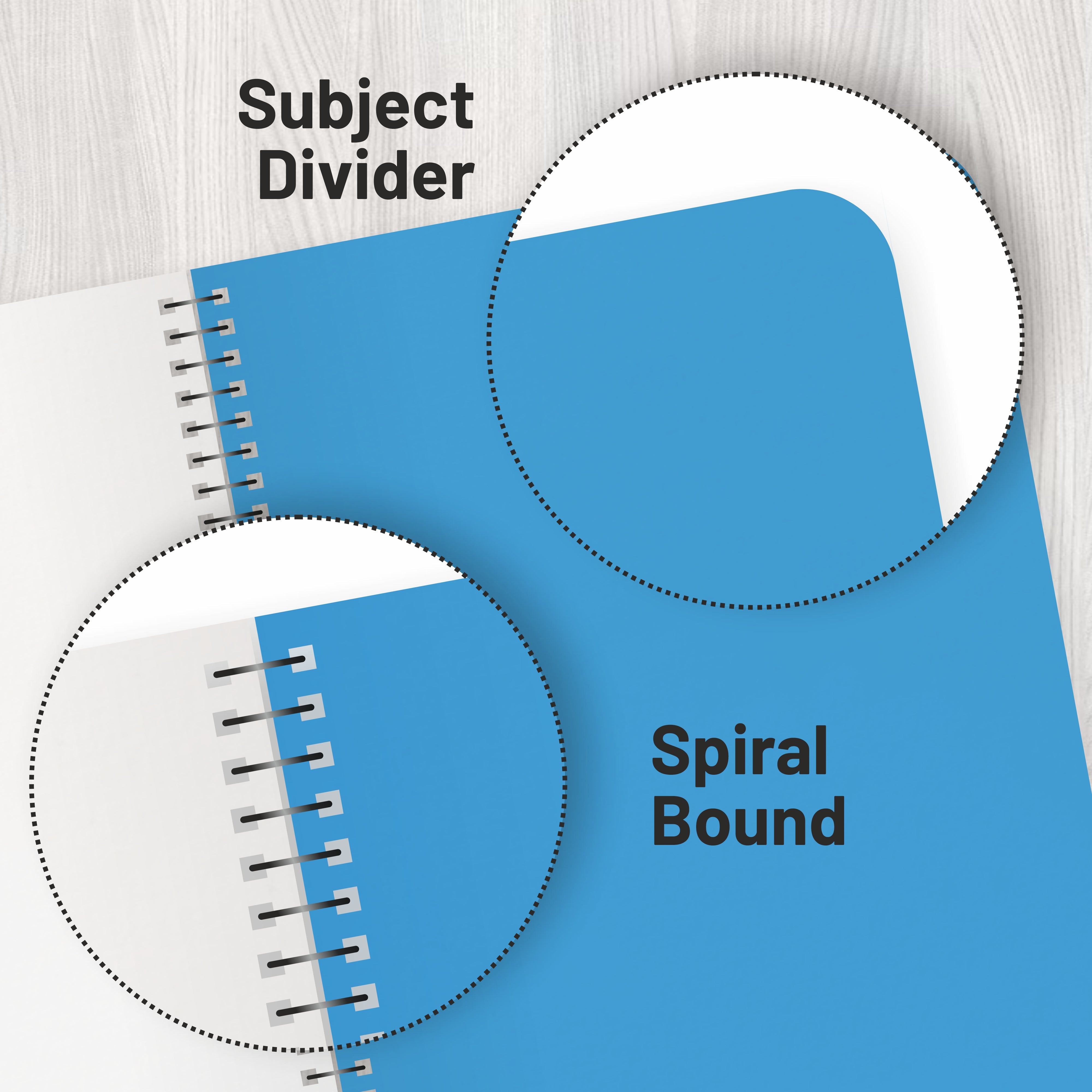 Anupam UTH Notebook – 300 Pages College Ruled/Plain Spiral 6 subject Notebook 70 GSM for Work-School Supplies-Office and Writing Journal – 22x27 cm