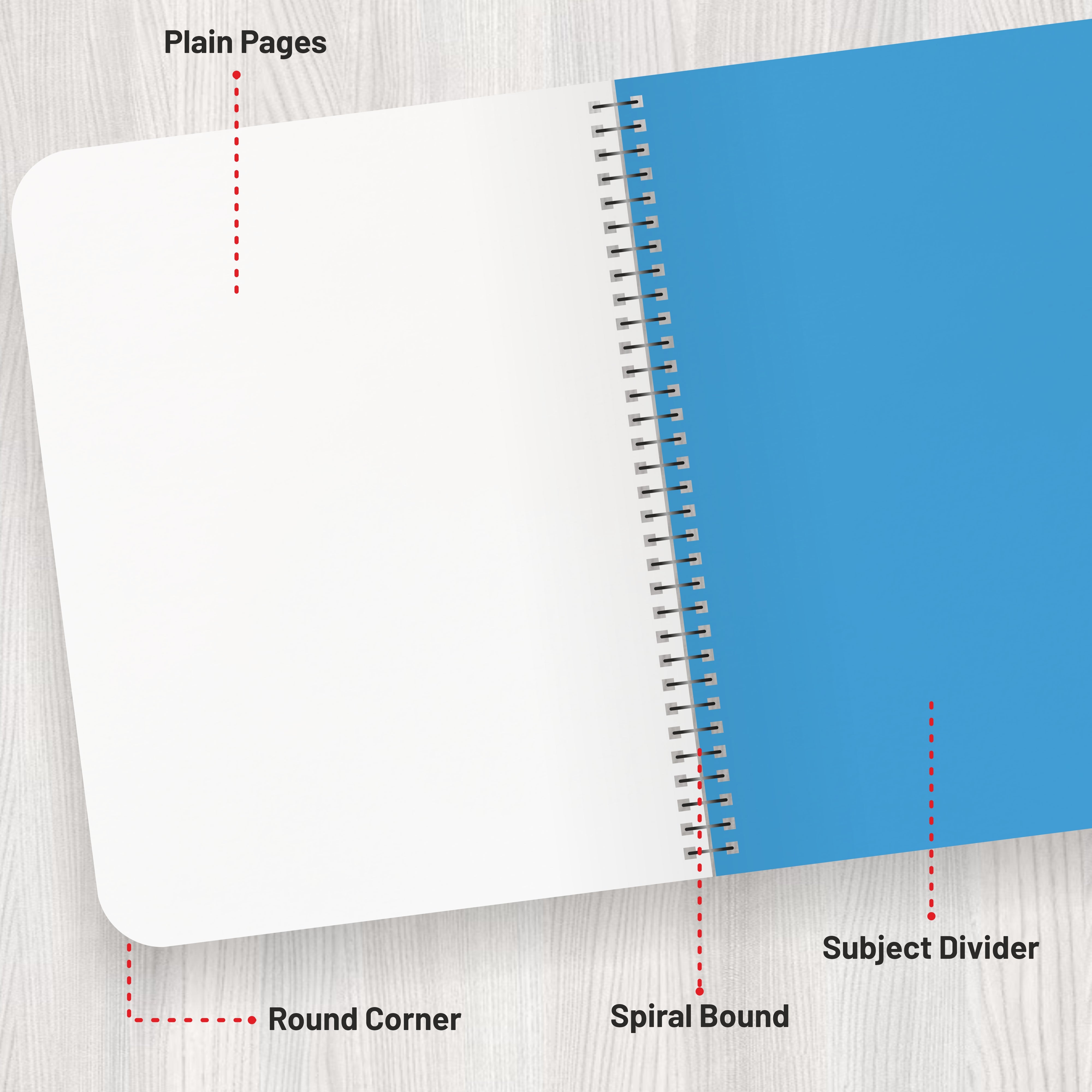 Anupam UTH Notebook – 300 Pages College Ruled/Plain Spiral 6 subject Notebook 70 GSM for Work-School Supplies-Office and Writing Journal – 22x27 cm