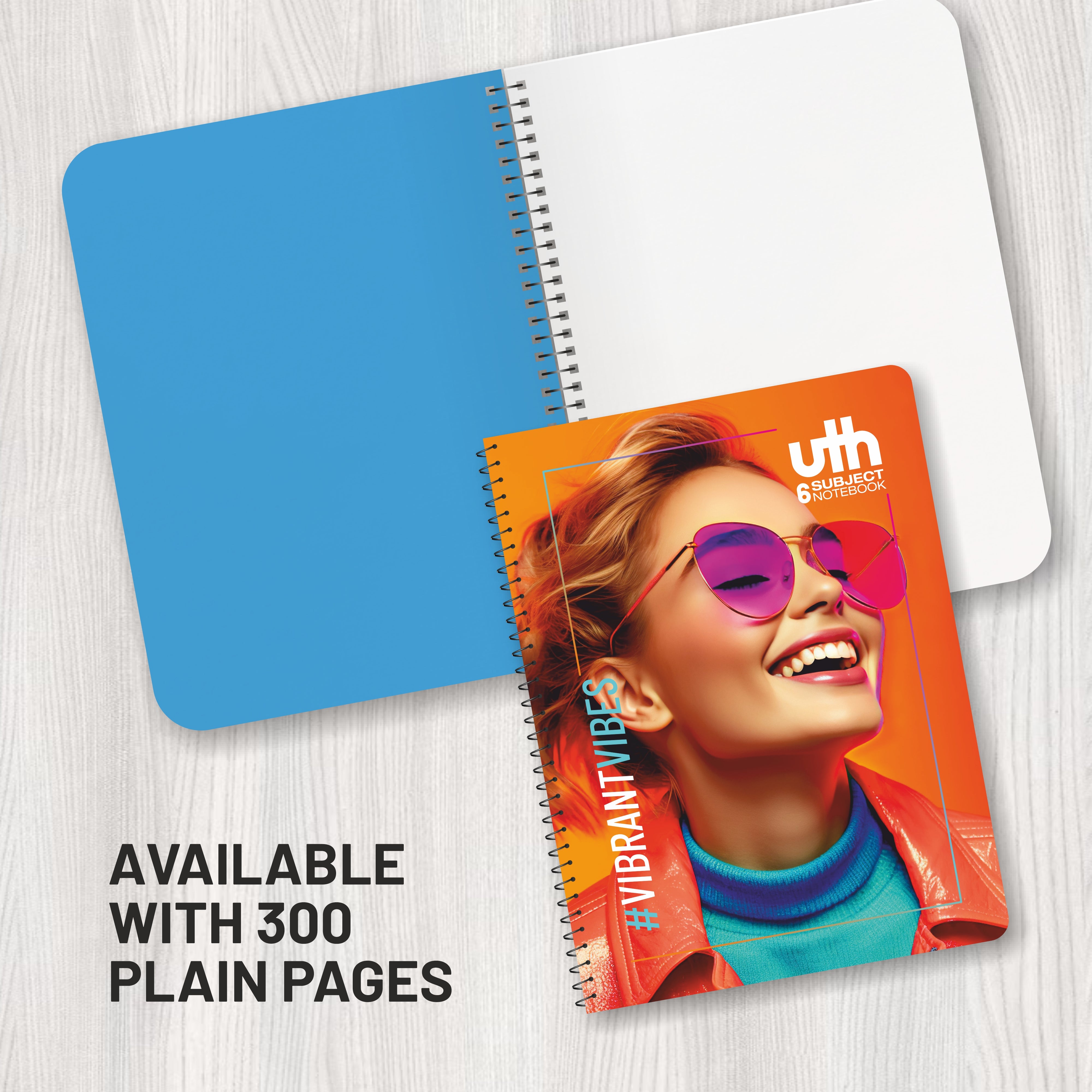 Anupam UTH Notebook – 300 Pages College Ruled/Plain Spiral 6 subject Notebook 70 GSM for Work-School Supplies-Office and Writing Journal – 22x27 cm