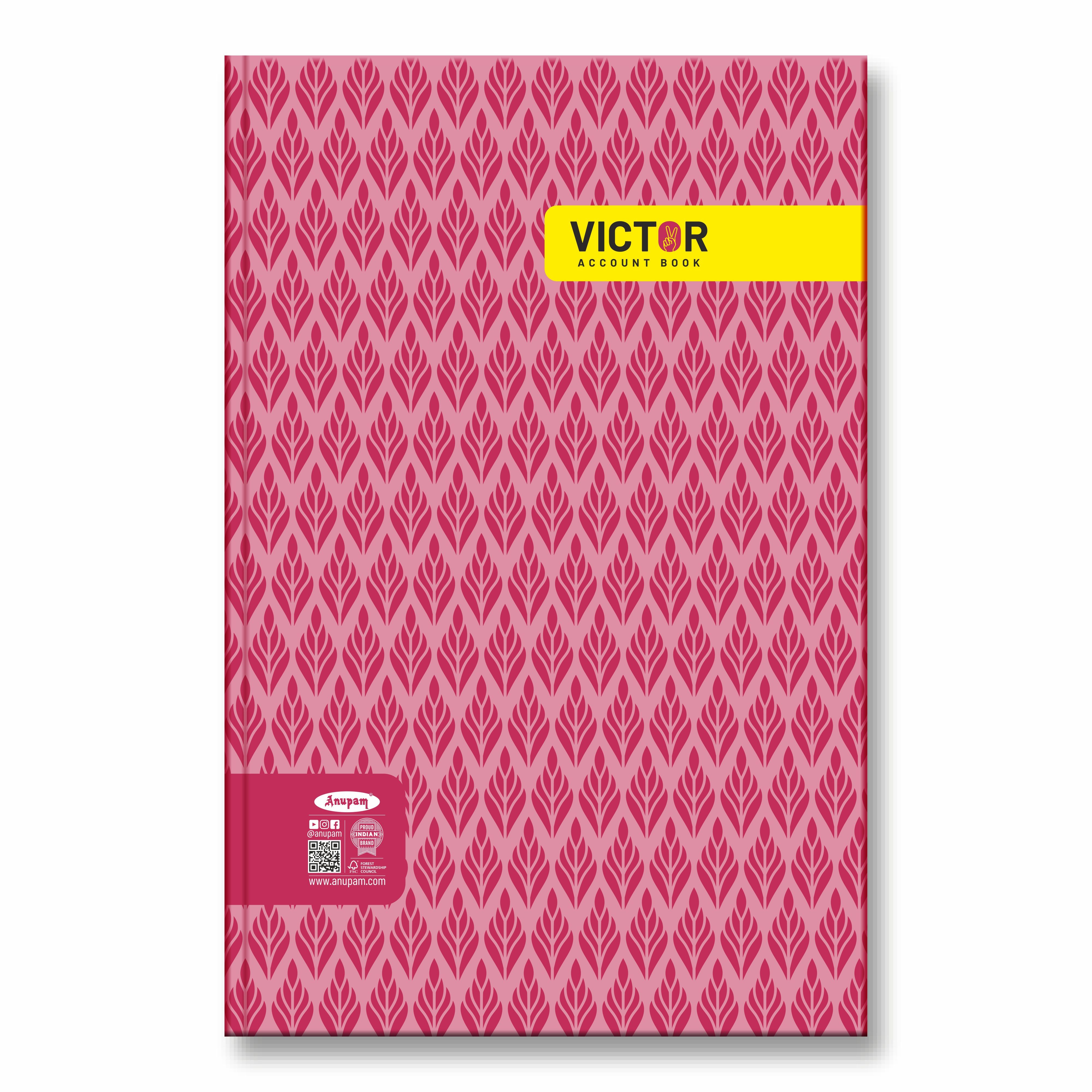 Anupam Victor Account Book - Hard Cover Long Book - Size 34 cm x 21 cm - Green Ledger Paper - Single Line - 70 GSM Paper - for Students, Shops, Office, Warehouse and Factory use :