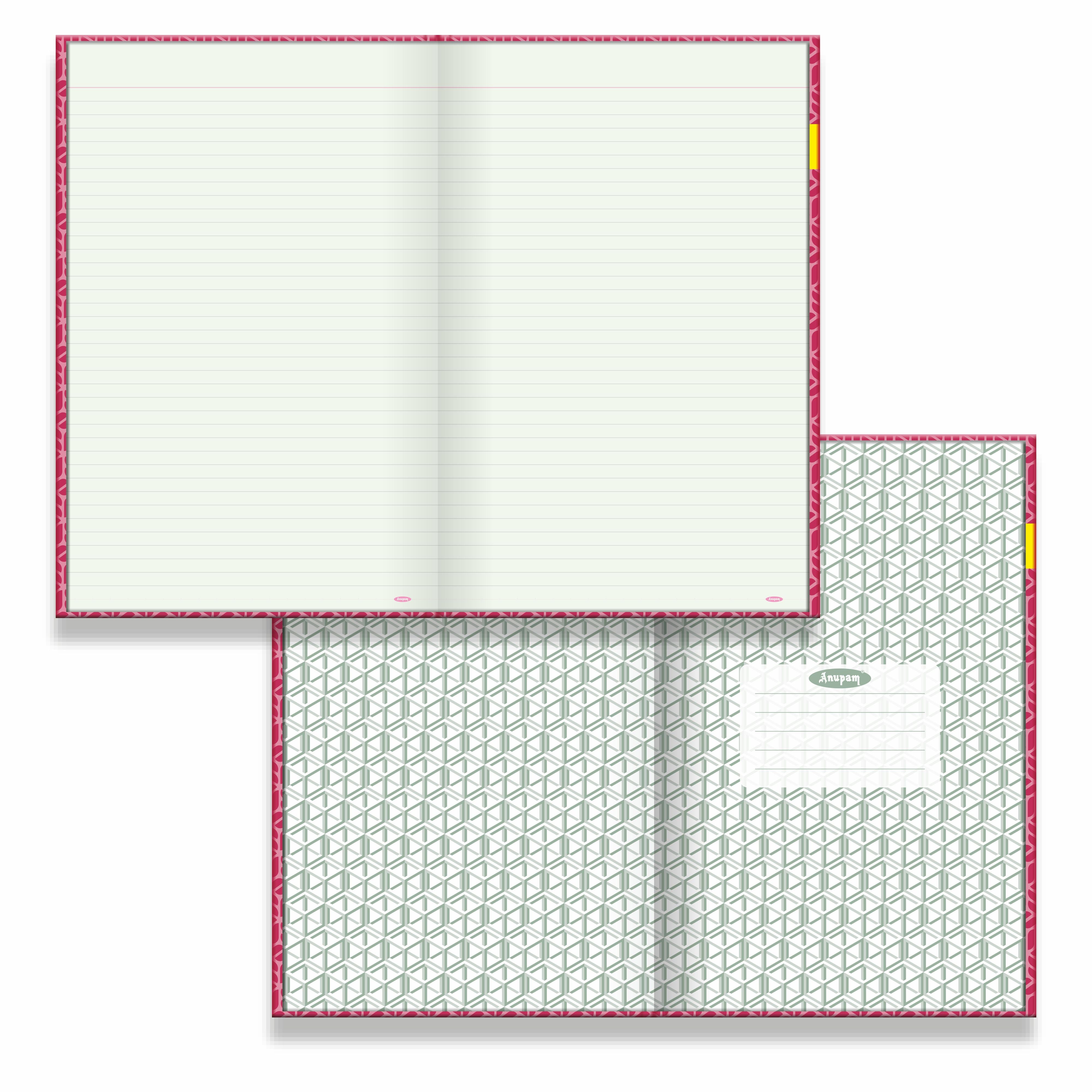 Anupam Victor Account Book - Hard Cover Long Book - Size 34 cm x 21 cm - Green Ledger Paper - Single Line - 70 GSM Paper - for Students, Shops, Office, Warehouse and Factory use :
