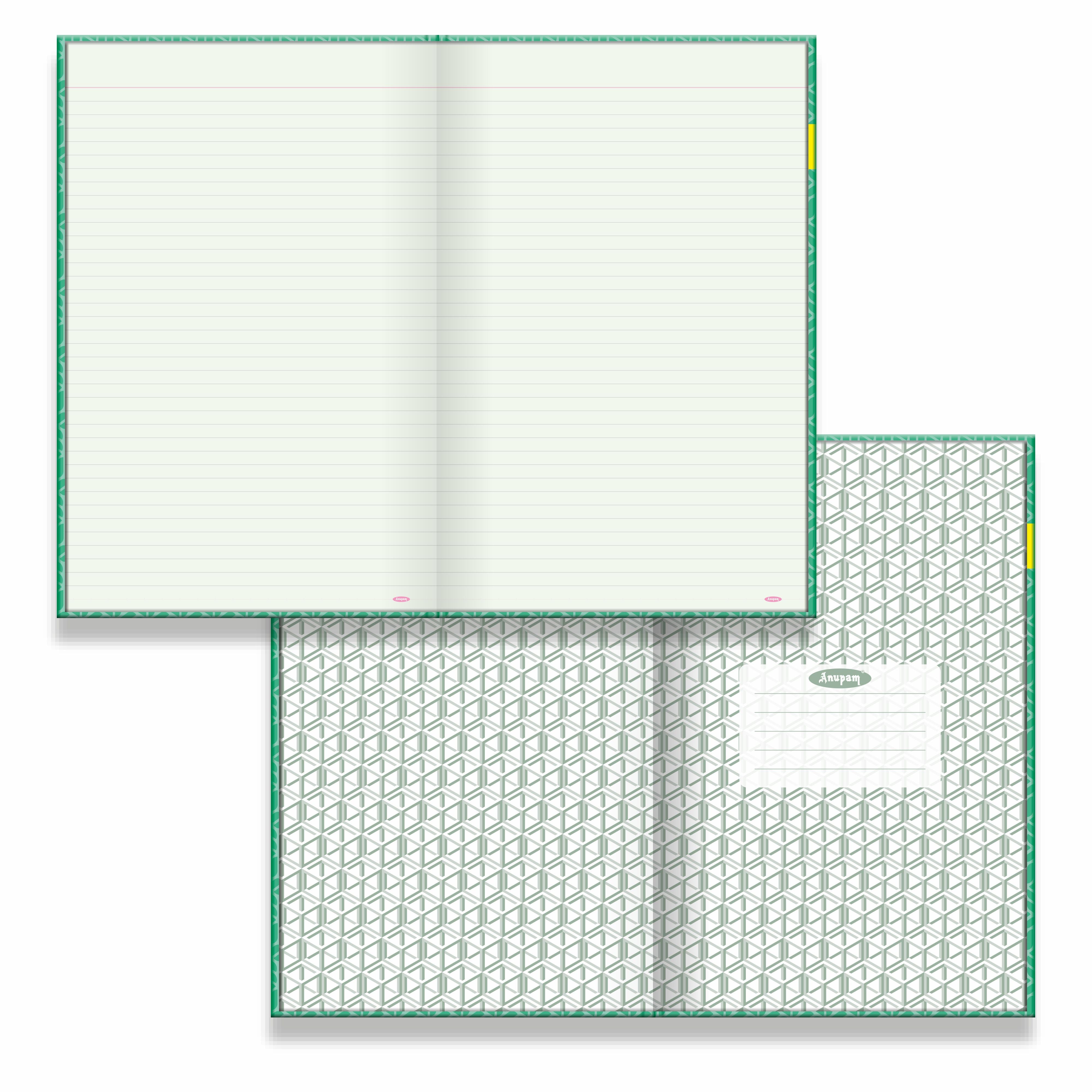 Anupam Victor Account Book - Hard Cover Long Book - Size 34 cm x 21 cm - Green Ledger Paper - Single Line - 70 GSM Paper - for Students, Shops, Office, Warehouse and Factory use :