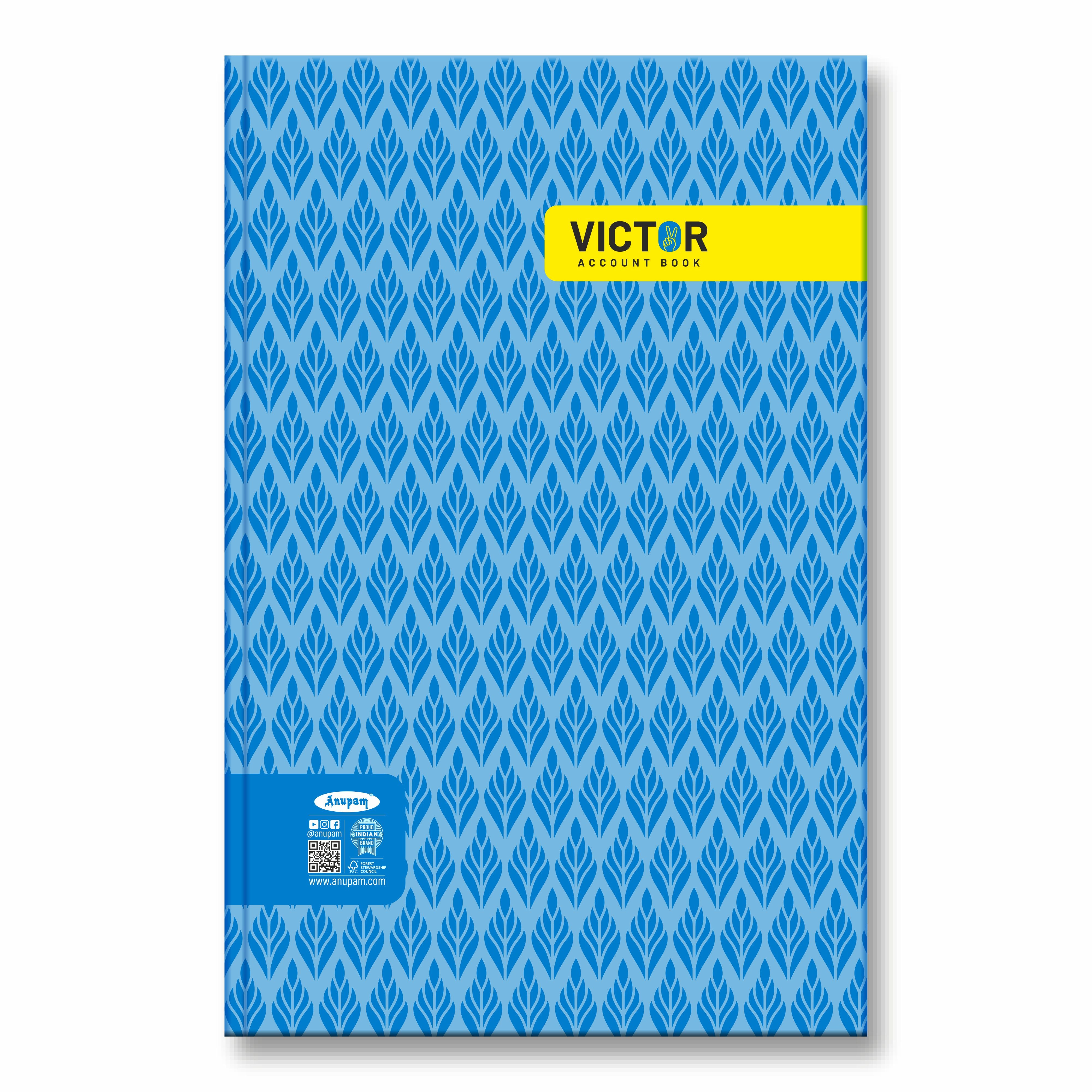 Anupam Victor Account Book - Hard Cover Long Book - Size 34 cm x 21 cm - Green Ledger Paper - Single Line - 70 GSM Paper - for Students, Shops, Office, Warehouse and Factory use :