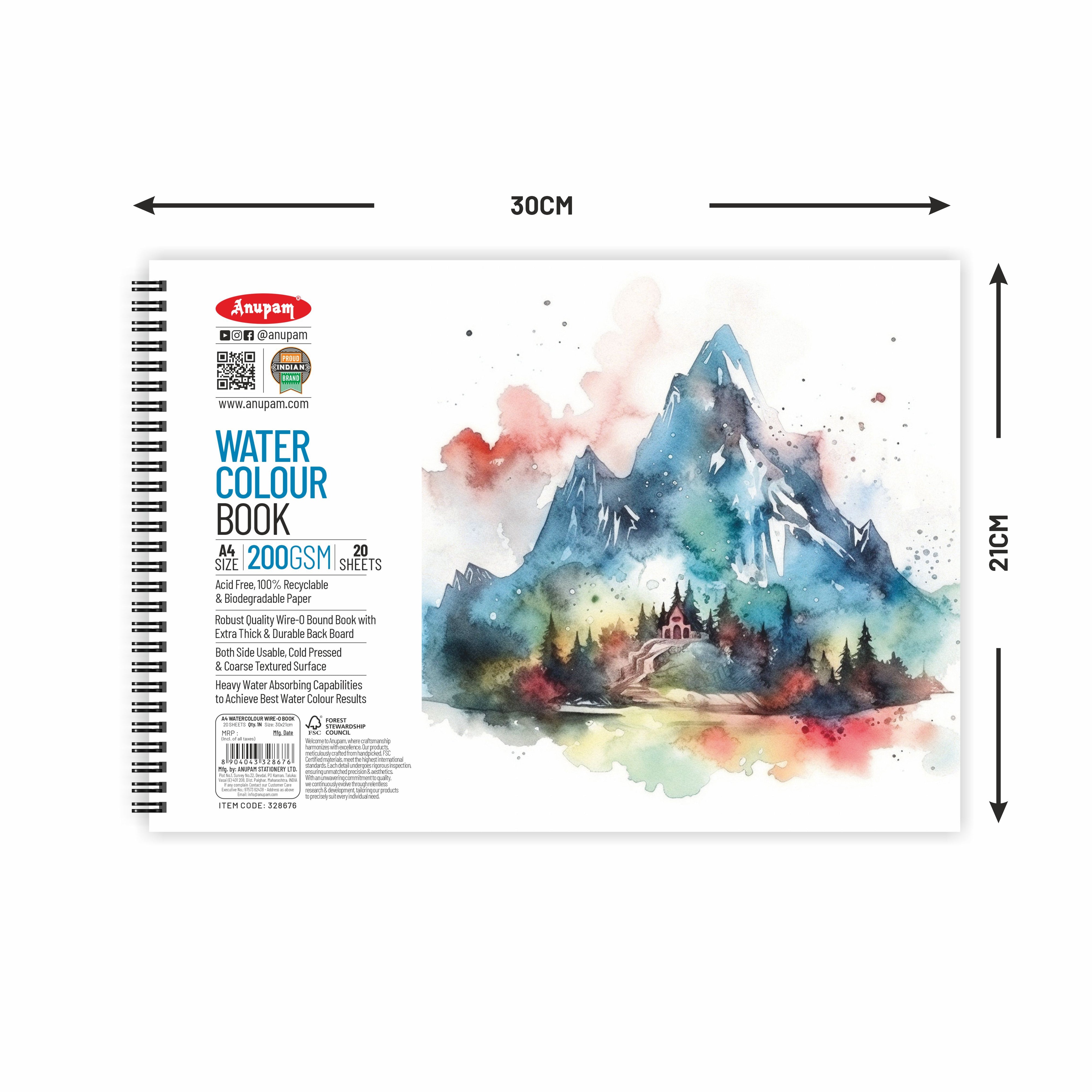 Anupam Watercolour Paper Wireo Book -Cold Pressed-natural White-(200 GSM & 300 GSM)