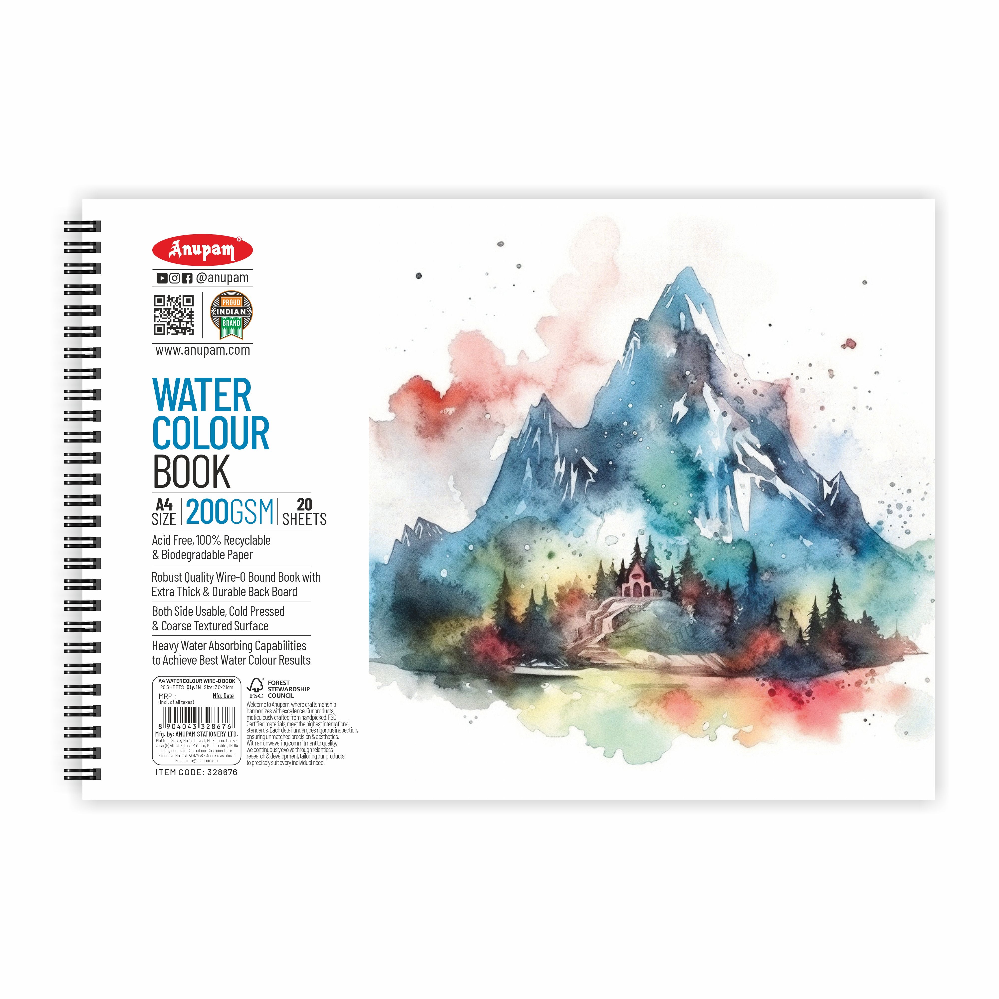 Anupam Watercolour Paper Wireo Book -Cold Pressed-natural White-(200 GSM & 300 GSM)