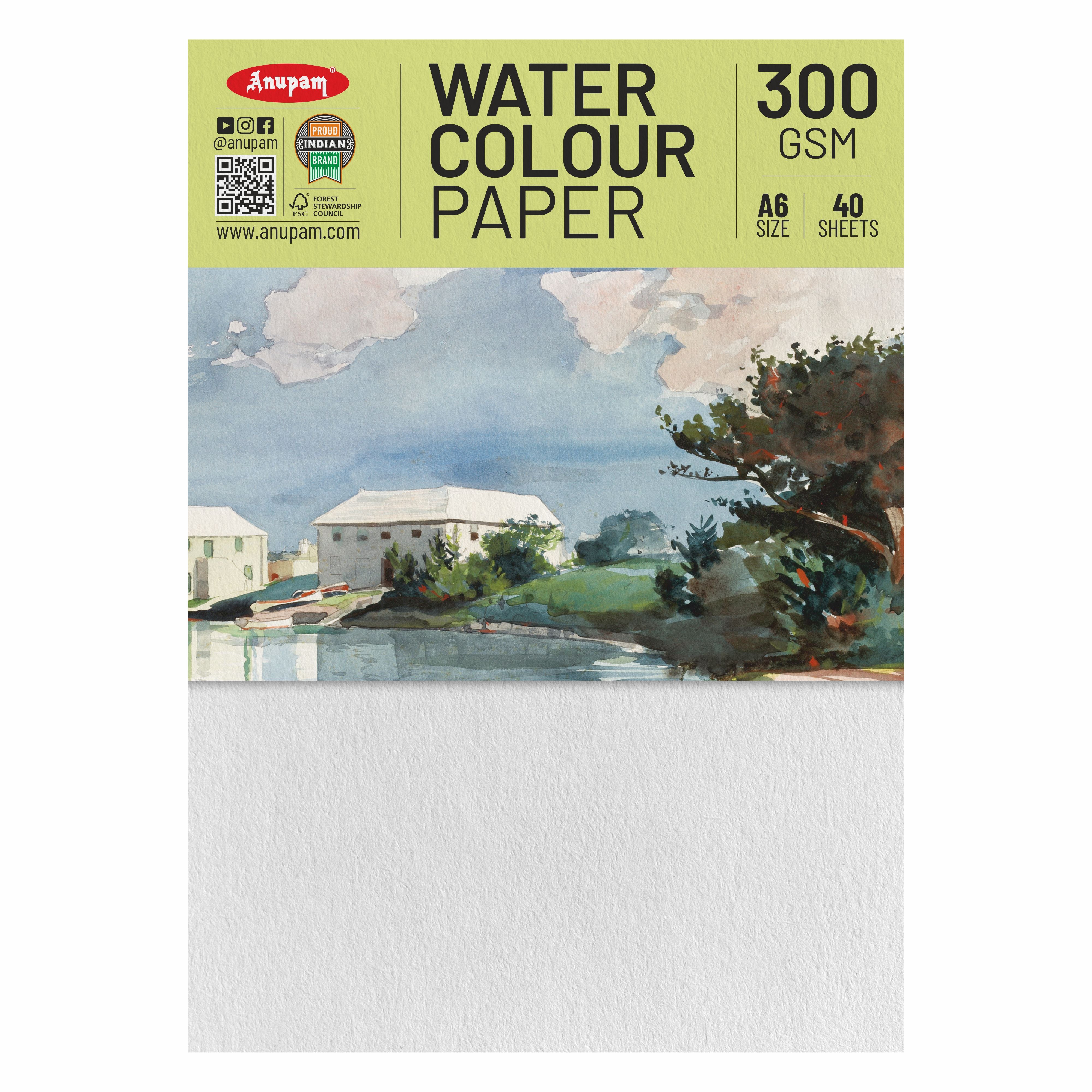 Anupam Watercolour Paper Loose Sheets-Natural white-Grained Surface-Cold Pressed-(200 and 300 GSM)
