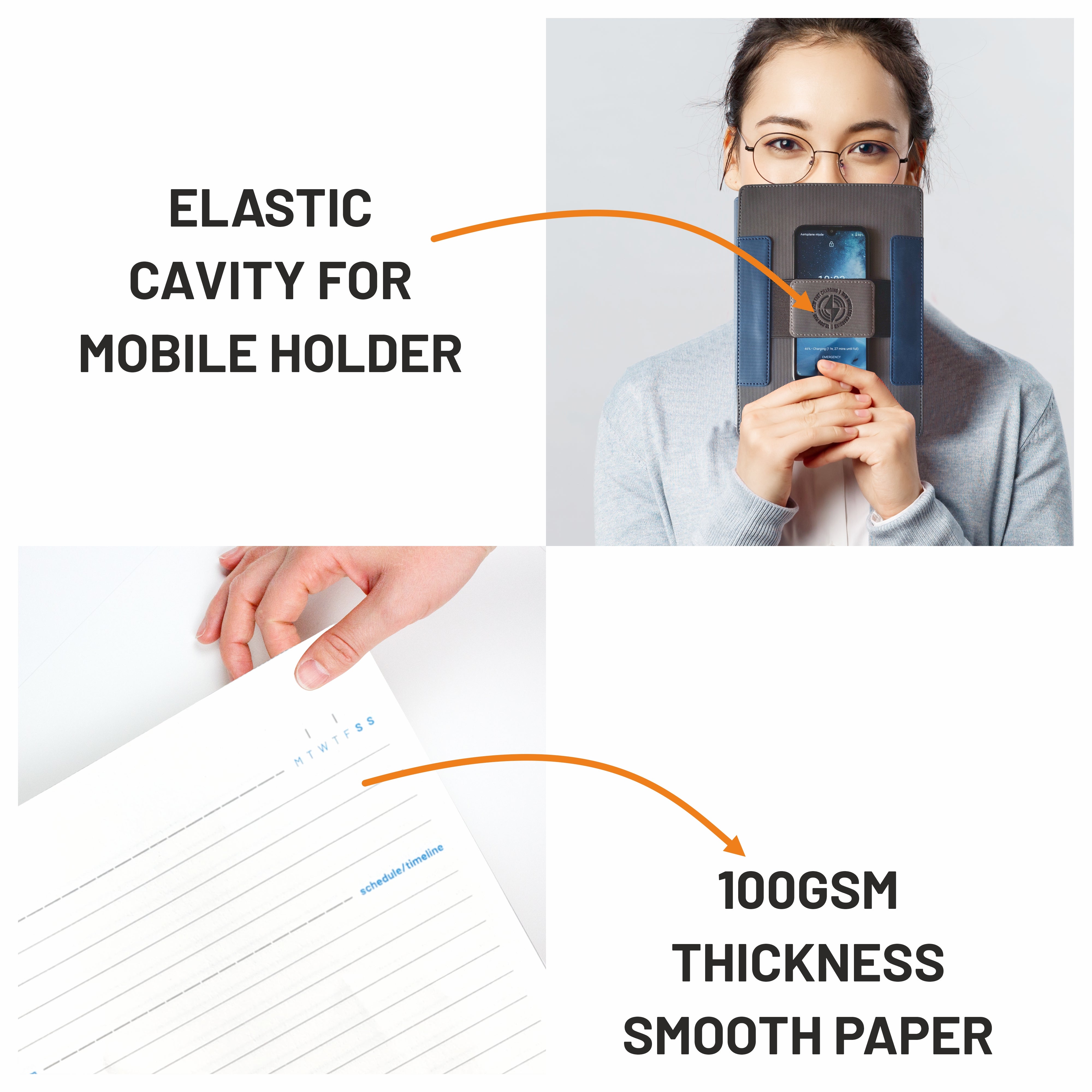 Anupam WFO Premium Wireless Fast Charging Organizer A5 Notebook | 15W Wireless & 22W Wired Charging | 120 Pages 100 GSM Premium Paper